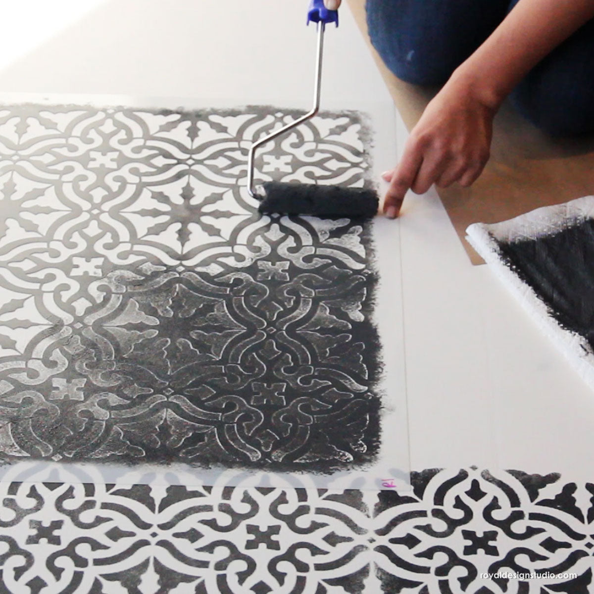 Toledo Tile Allover Stencil - Reusable DIY Wall Stencils for Home Decor, Bathroom, Kitchen Backsplash - Perfect for Painting Patterns on Walls, Floors, and Furniture