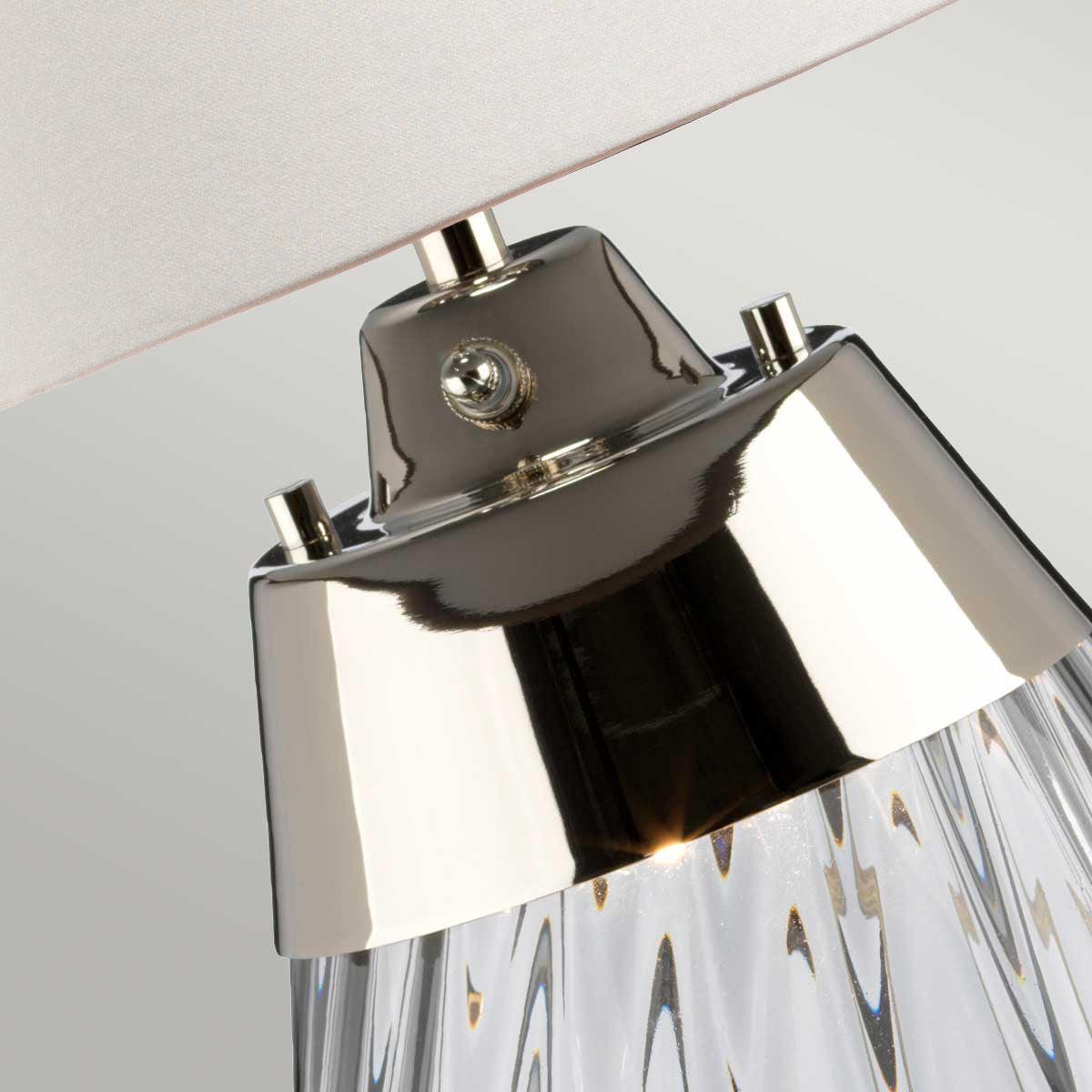 Lena 2-Light Large Smoke Glass Table Lamp with Off-White Shade - Perfect for Living Room, Bedroom, and Office Decor