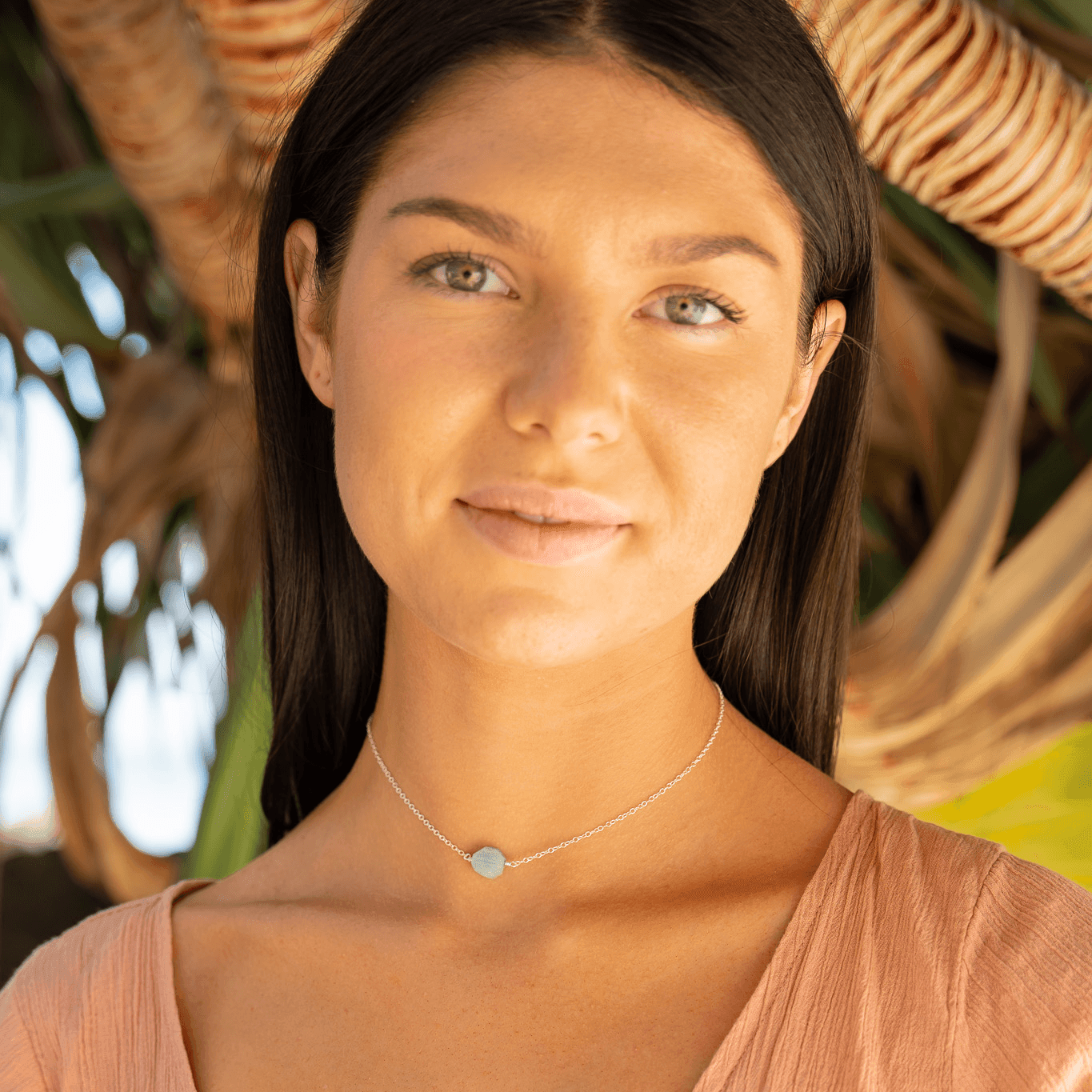 Natural Amazonite Crystal Choker Necklace - Healing Stone Jewelry for Women, Boho Style Adjustable Beaded Choker, Perfect for Meditation, Yoga & Spiritual Healing