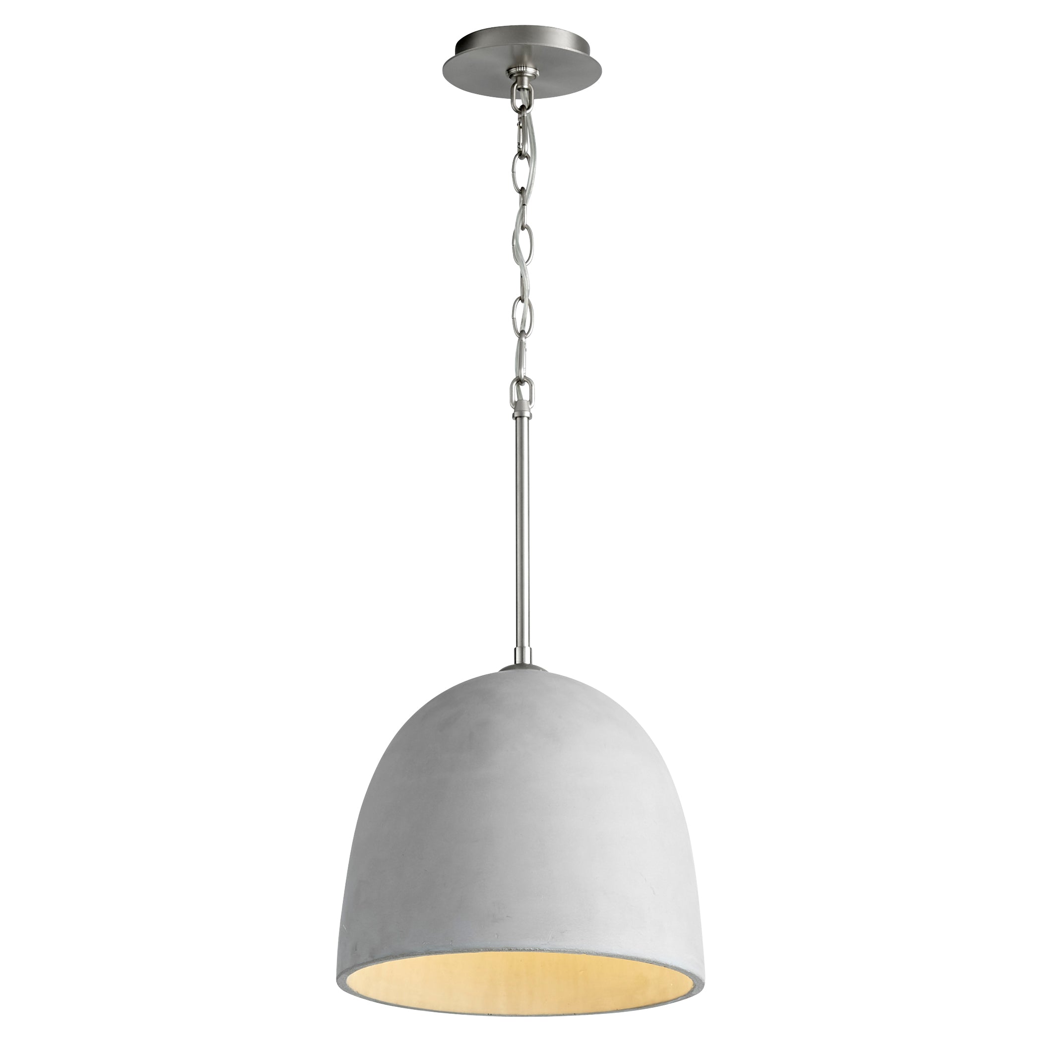 Oxygen Dune 3 641 1624 Concrete Pendant Light Fixture - Grey & Satin Nickel Finish, 12 Inch - Modern Industrial Ceiling Lighting for Kitchen Island, Dining Room, and Living Room