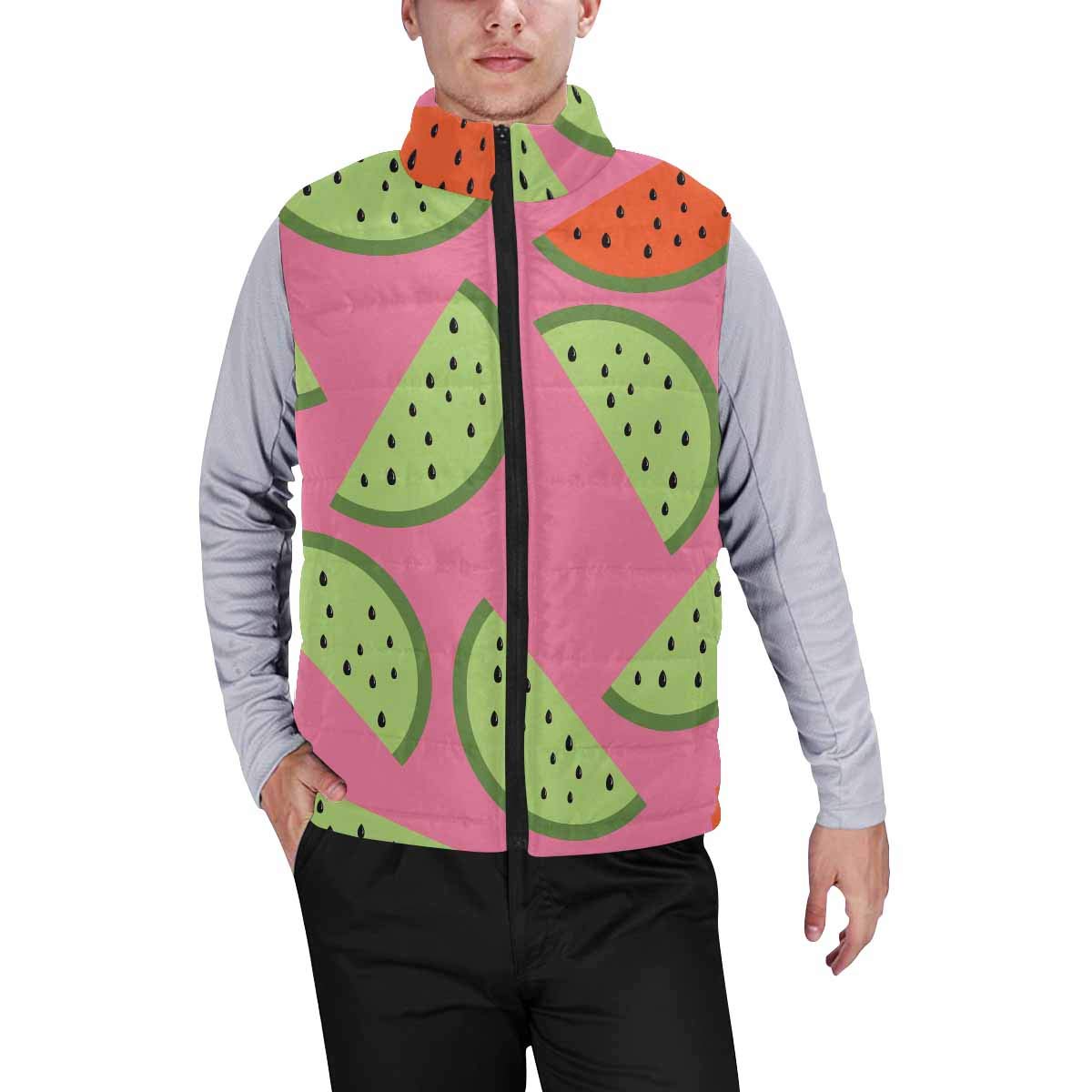 **InterestPrint Men's Outdoor Casual Stand Collar Padded Vest Jacket - Watercolor Dandelion Wildflower Design for Hiking, Camping & Winter Wear**