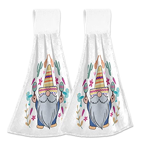 Mexican Gnomes Summer Kitchen Hand Towels 2 Pack - Cute Funny Stove Towels for Bathroom & Kitchen with Hanging Loop | Perfect for Decor, Gifts, and Everyday Use