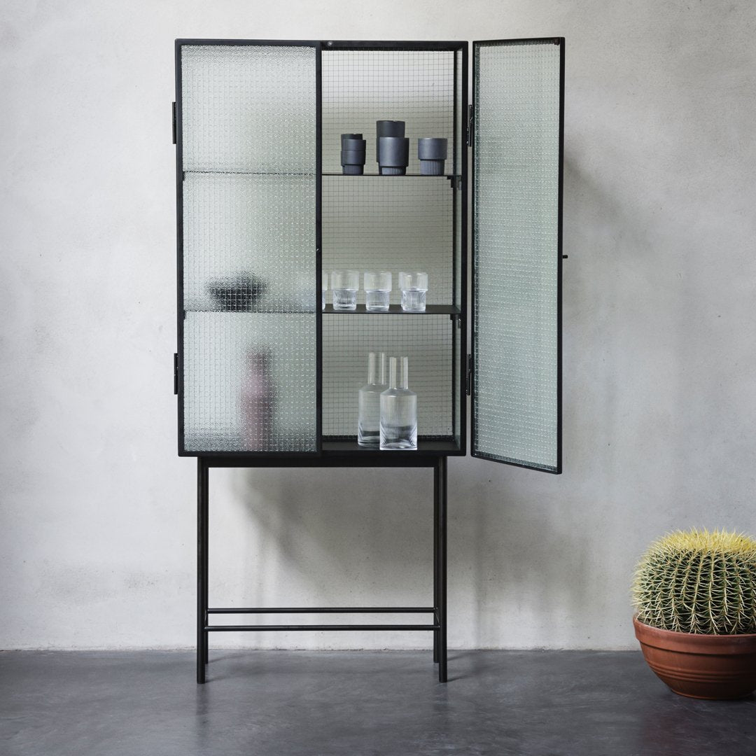 Ferm Living Haze Glass Showcase - Modern Display Cabinet for Home Decor & Collectibles - Perfect for Living Room, Bedroom, or Office Storage