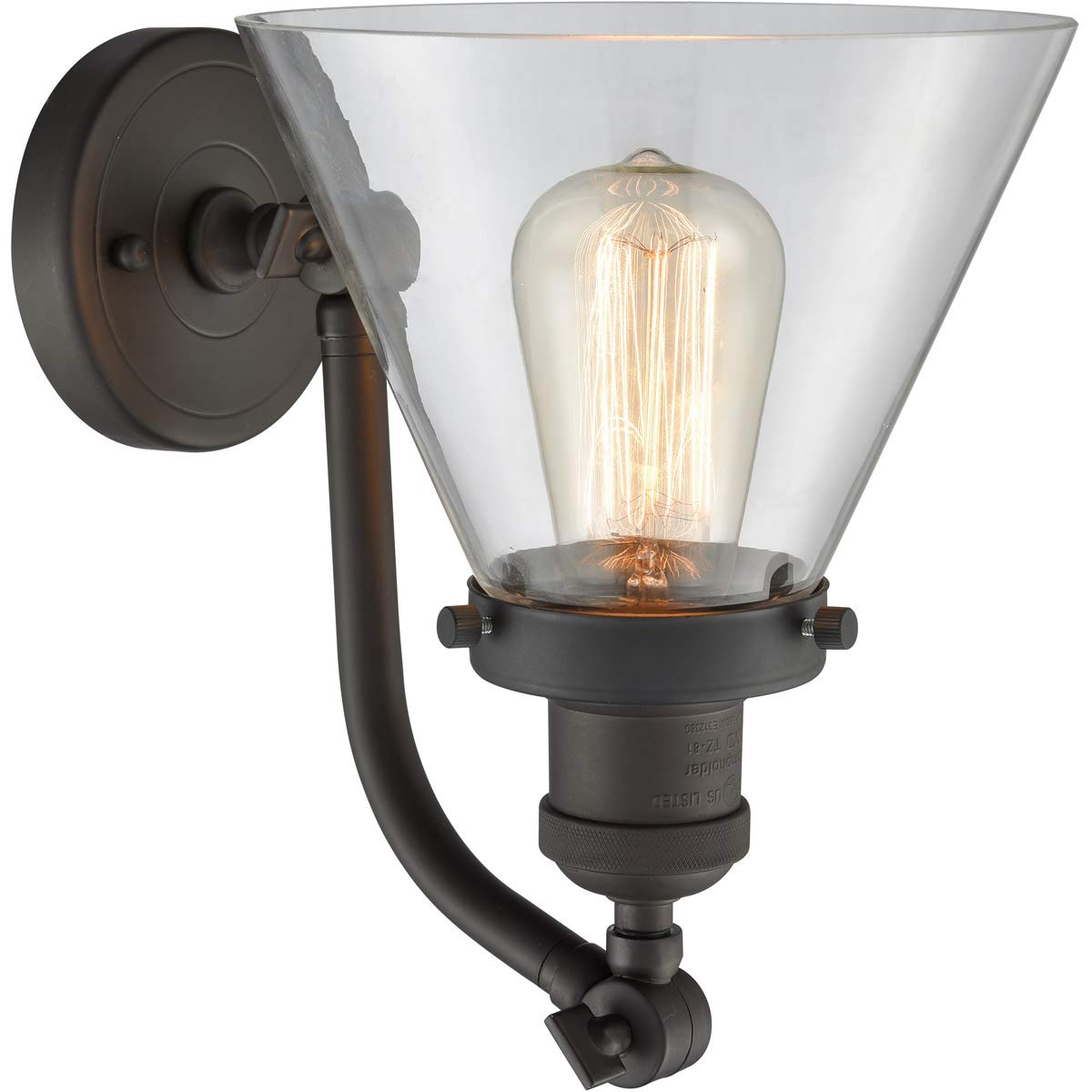 Vintage Dimmable LED Wall Sconce Light Fixture - Oil Rubbed Bronze Finish, 1-Light - Perfect for Bedroom, Hallway & Porch Lighting