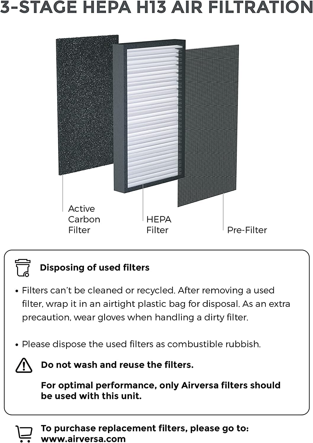 AP2 Air Purifier with True HEPA Filter (99.97% Efficiency) - Remove Dust, Pollen, Pet Dander & Allergens - Perfect for Bedrooms, Living Rooms & Offices