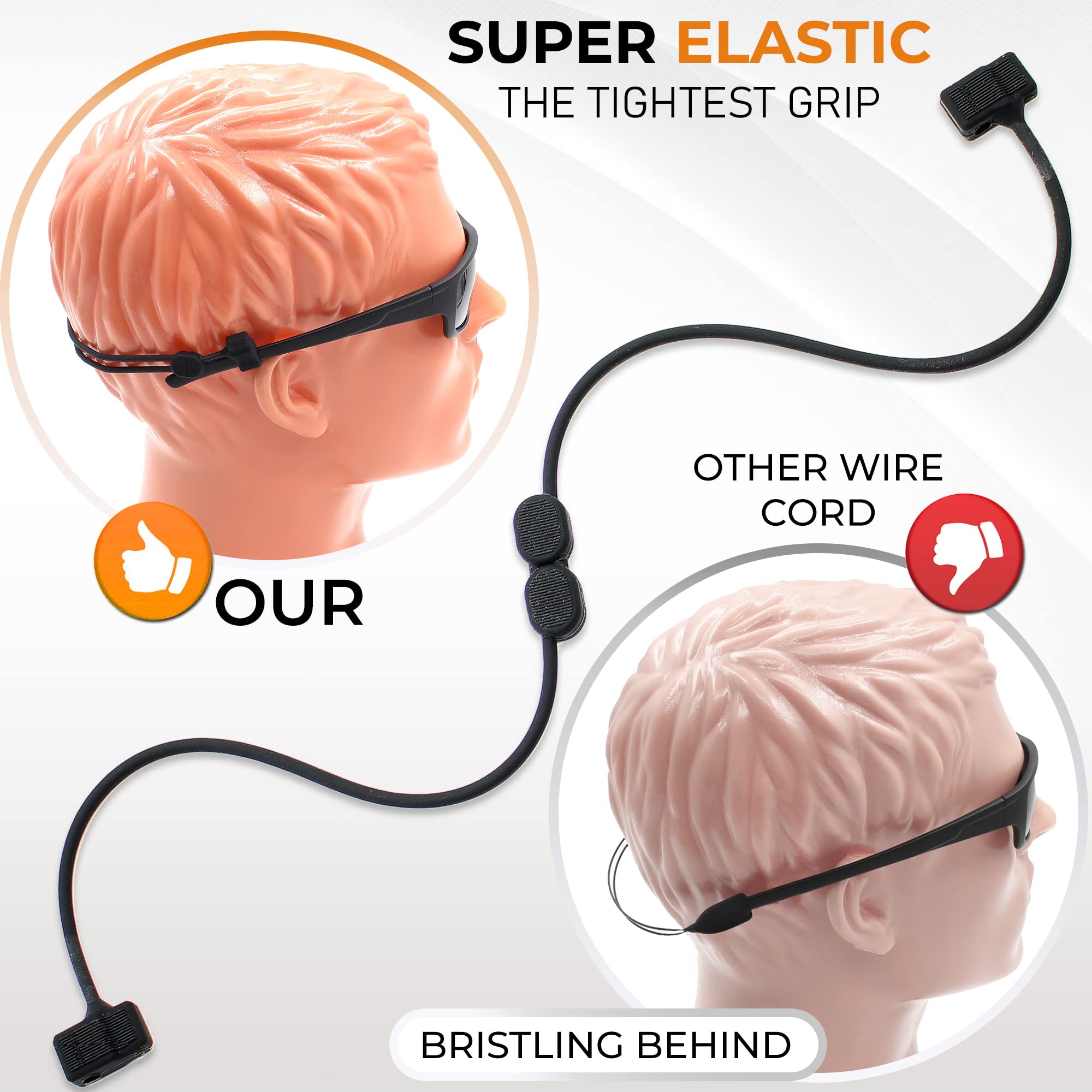 SIGONNA Adjustable Silicone Glasses Strap for Men & Women - Eyeglasses & Sunglasses Holder with 2 Cords (13