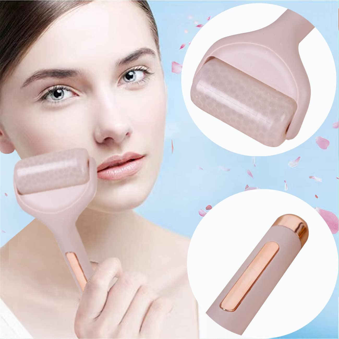 T TOPLINE Ice Roller for Face & Eye Puffiness Relief - Large Cooling Facial Massager for Women - Reduces Wrinkles, Tightens Pores, Soothes Headaches & Migraines - Perfect for Skincare Routine, Morning Depuffing, and Post-Workout Recovery