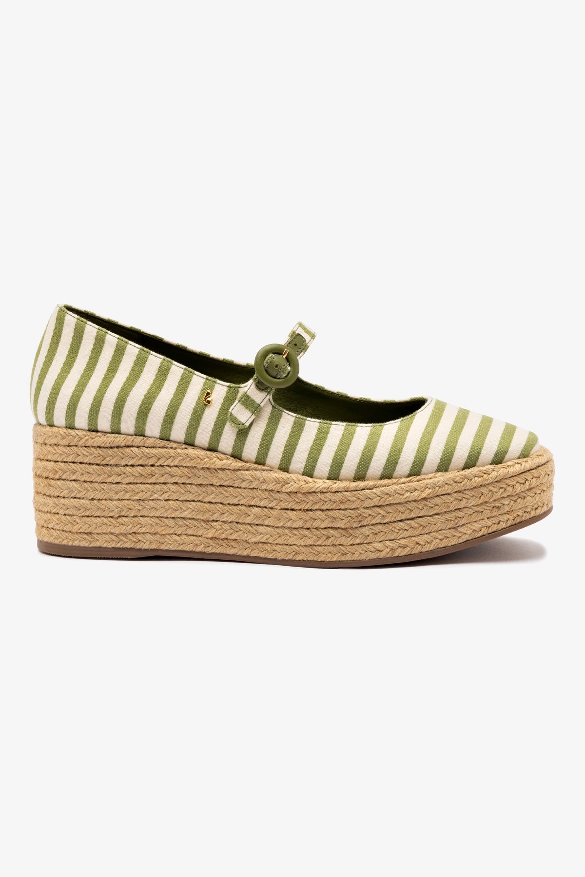Blair Flatform Sandals in Seaweed Striped Fabric - Comfortable Summer Beach Shoes for Women | Perfect for Vacation, Poolside, and Casual Outings