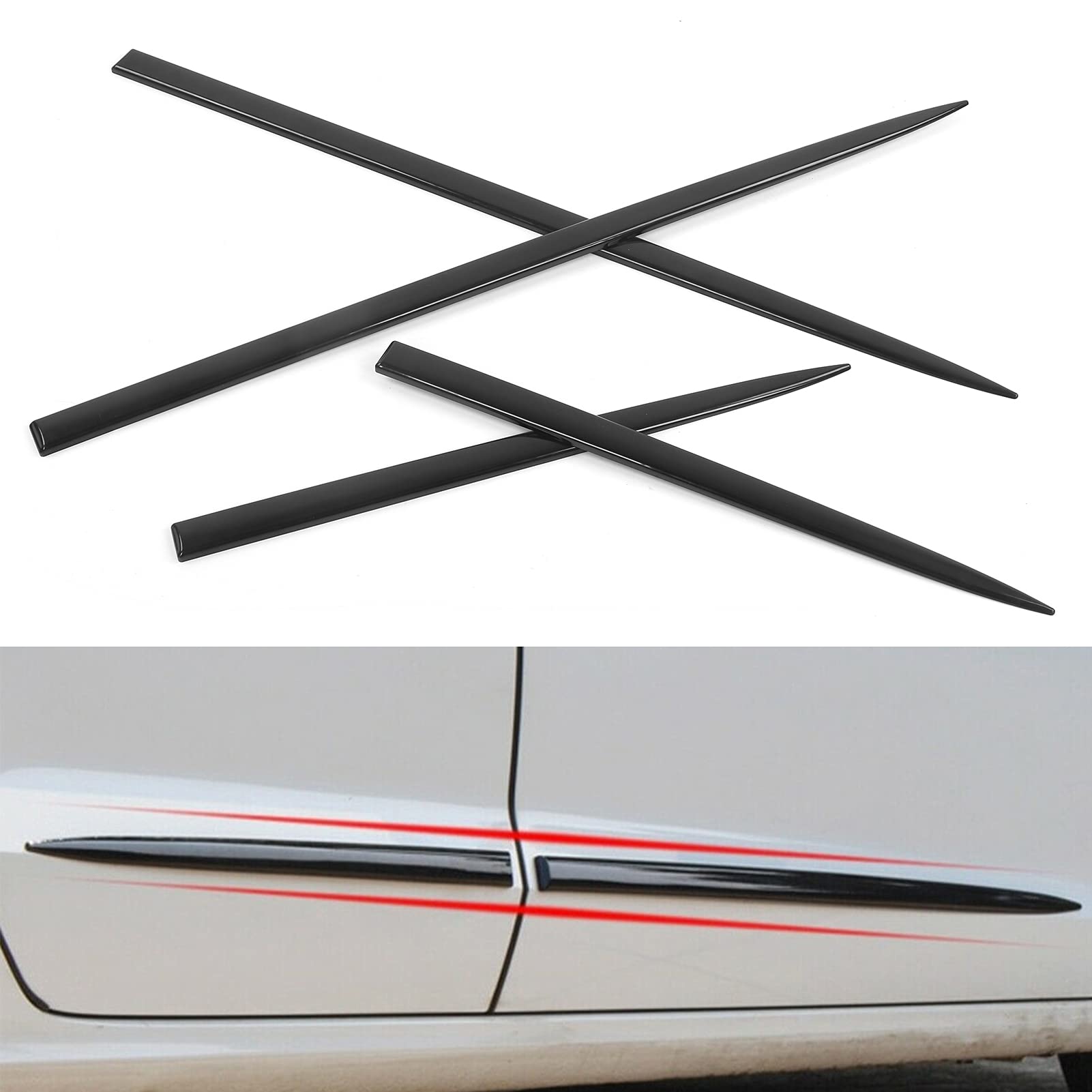 Universal Car Side Door Molding Trim Cover - 4PCS Waterproof Black Body Side Trim Protector | Baffles, Guard Strips & Friction Strips for Auto Modification | Perfect for Sedans, SUVs and Trucks to Prevent Door Dings & Scratches