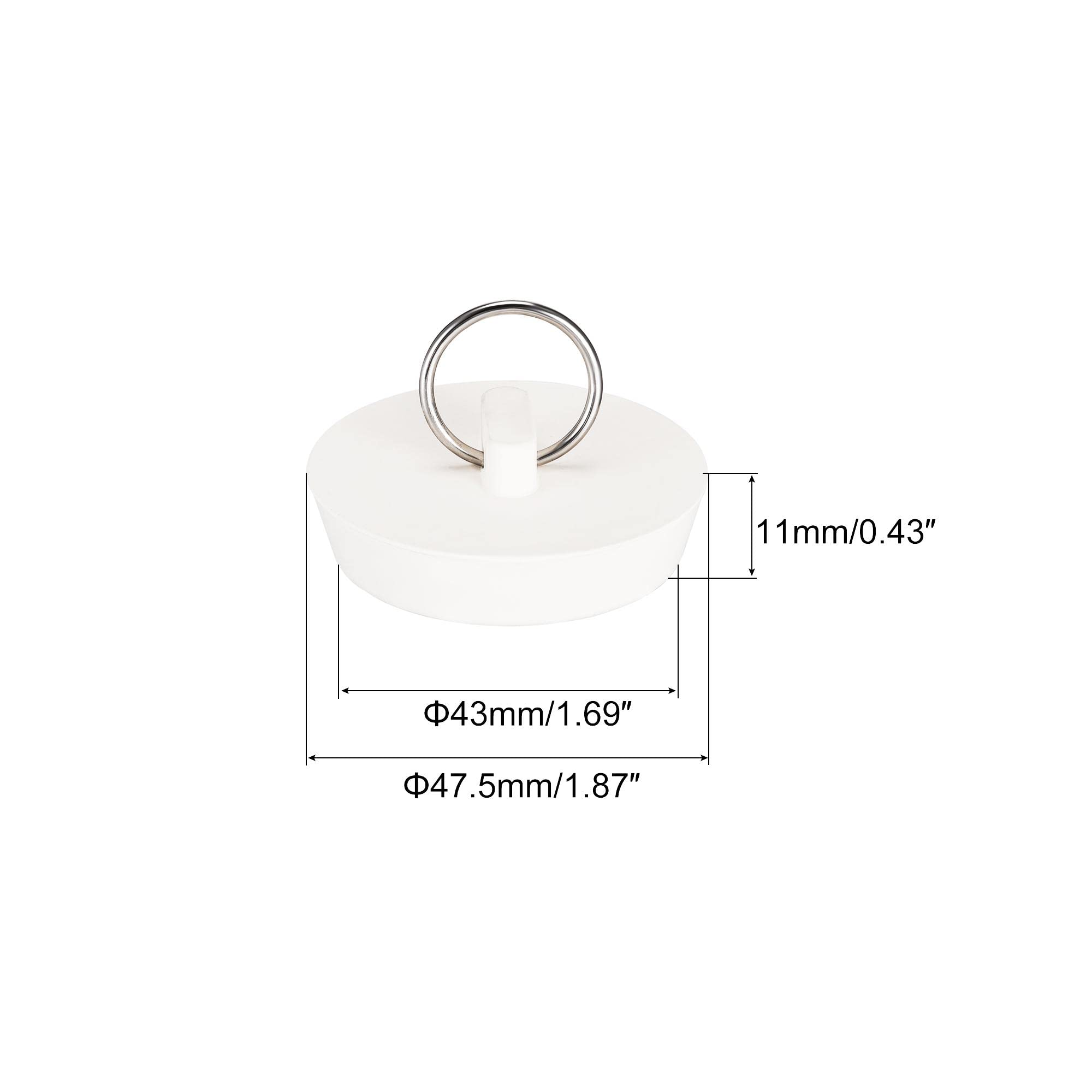 Premium Rubber Sink Plug - White Drain Stopper Fits 1-3/4