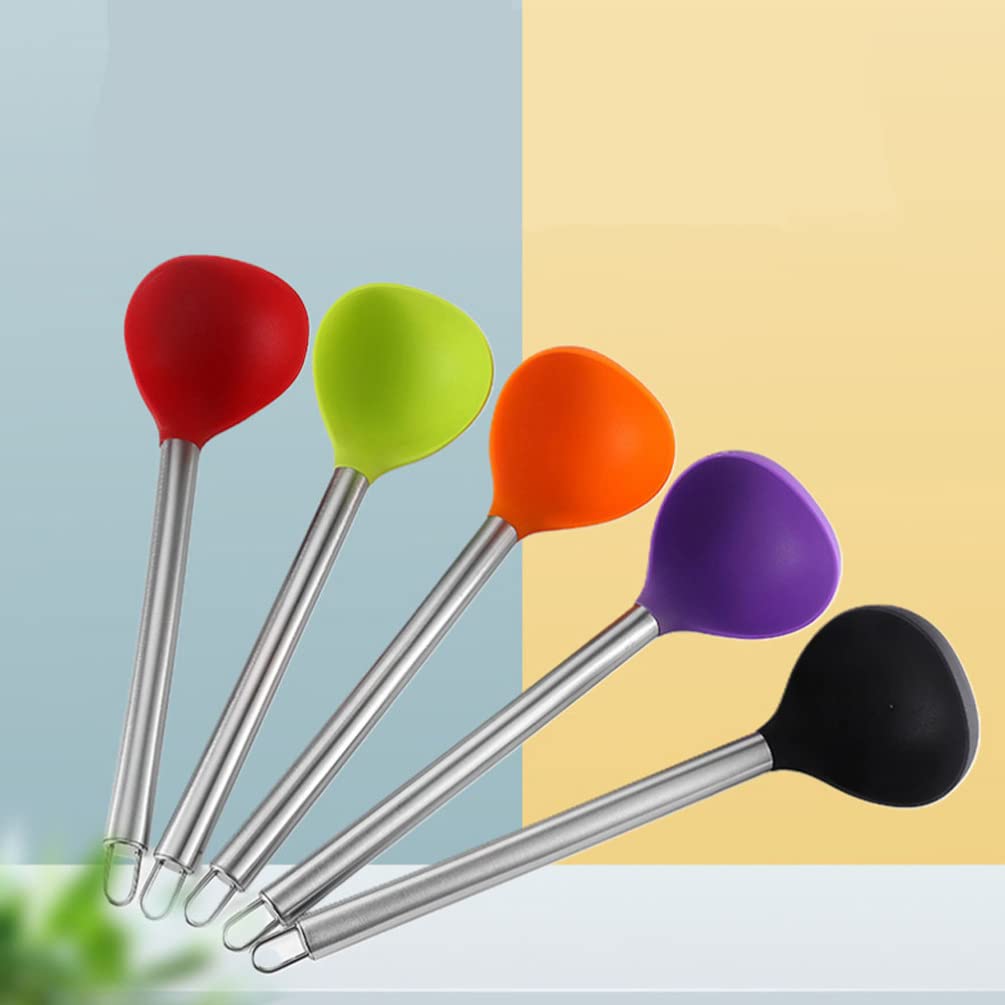 2-Pack Reusable Silicone Soup Ladles with Long Handle - BPA-Free Kitchen Spoons for Cooking, Serving Rice & Soup - Perfect for Home, Restaurants & Outdoor Picnics