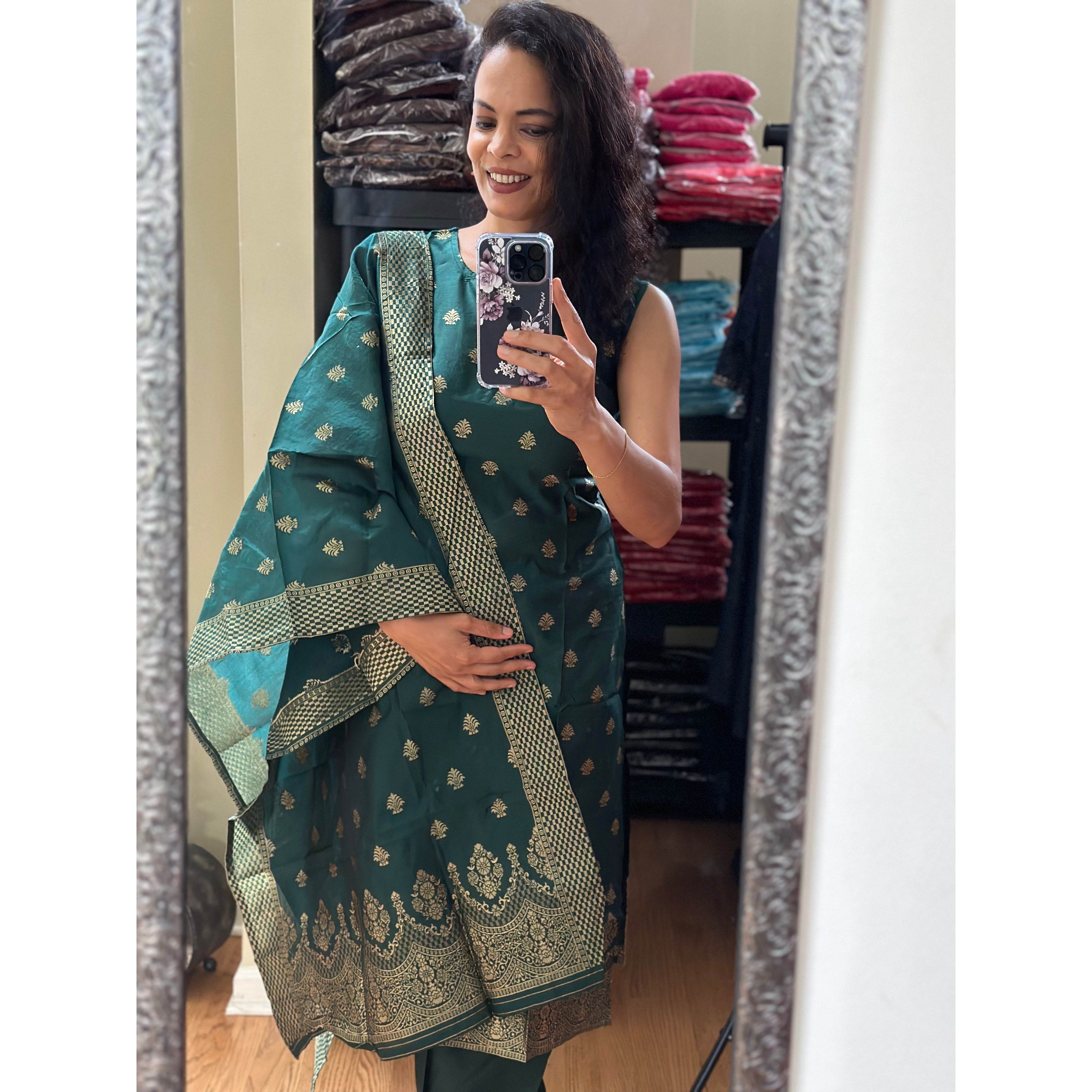 Stylish Green Sleeveless Kurta Set with Pants & Dupatta - Perfect for Indian Festivals, Weddings & Summer Outfits