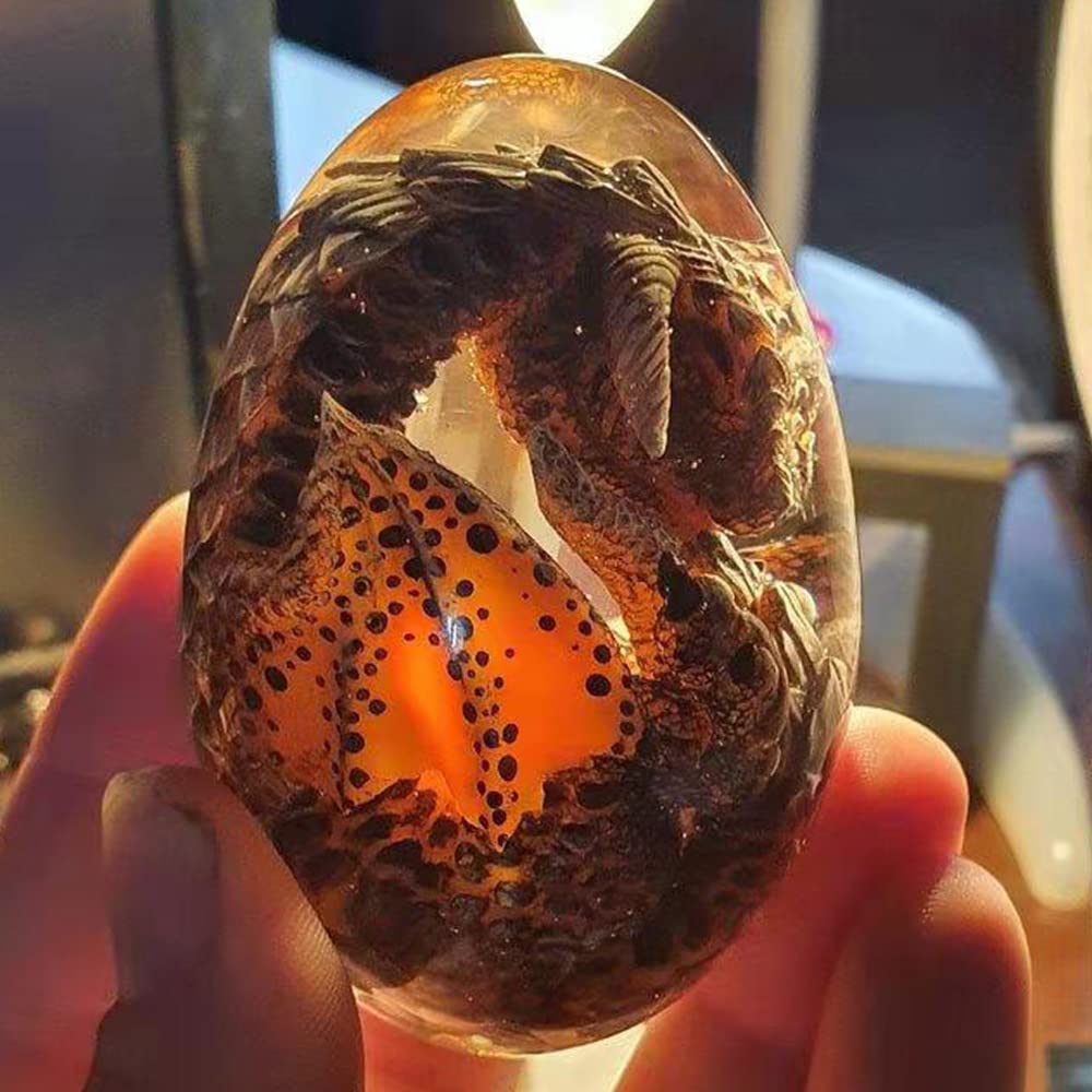 Lava Dragon Egg - Handmade Transparent Resin Fire Pocket Flying Dinosaur Egg, Crystal Dream Decorative Sculpture for Home & Office Decor, Unique Gift Souvenir (Red) - Perfect for Fantasy Lovers, D&D Collectors, and Indoor Decoration