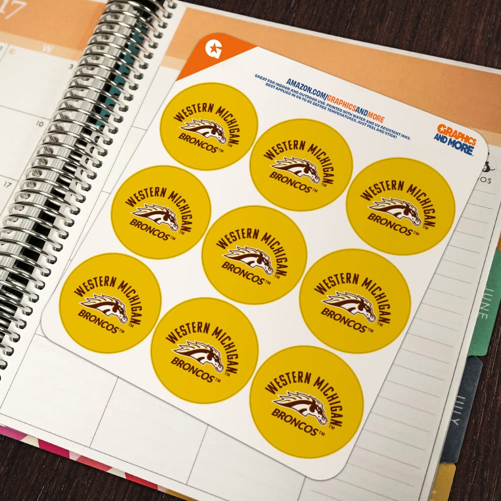 Western Michigan University Broncos 1 Inch Planner Stickers - Clear Scrapbooking Decals for Bullet Journals, DIY Crafts, and School Supplies (Pack of 50) - Perfect for College Students, Planners, and WMU Fans