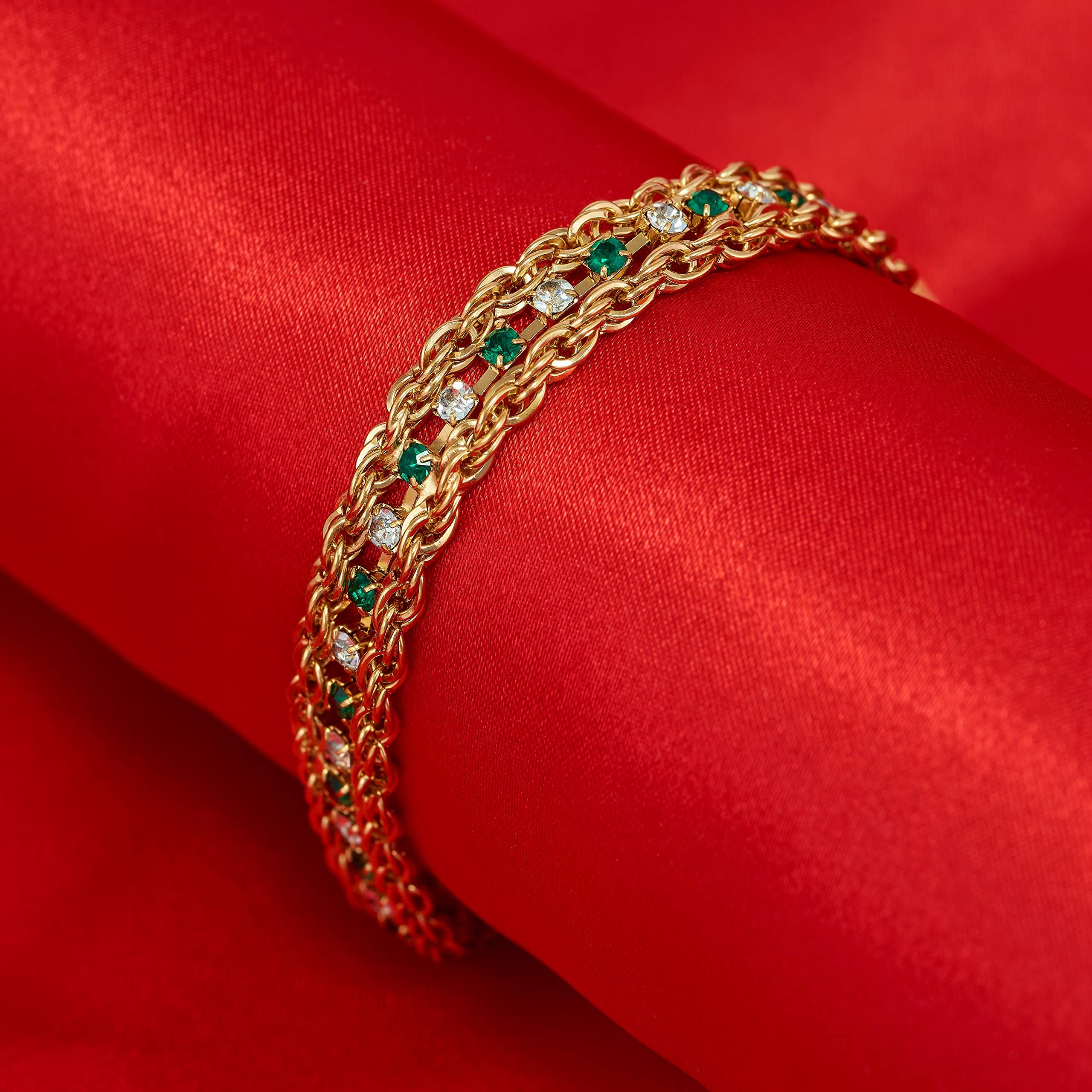 LIFETIME JEWELRY 24K Gold Plated Braided Rope Chain Bracelet with Crystals for Women | Elegant Fashion Jewelry Gift for Birthday, Anniversary & Special Occasions