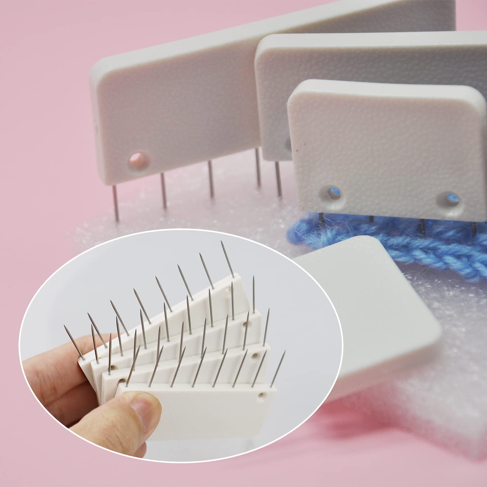 LAMXD 8 Pins Knit Blocking Pins Kit with 32 Combs - Perfect for Blocking Knitting, Crochet, Lace & Needlework Projects - Works with Knitting Blocking Mats - Ideal for Handmade Shawls, Sweaters & DIY Craft Projects