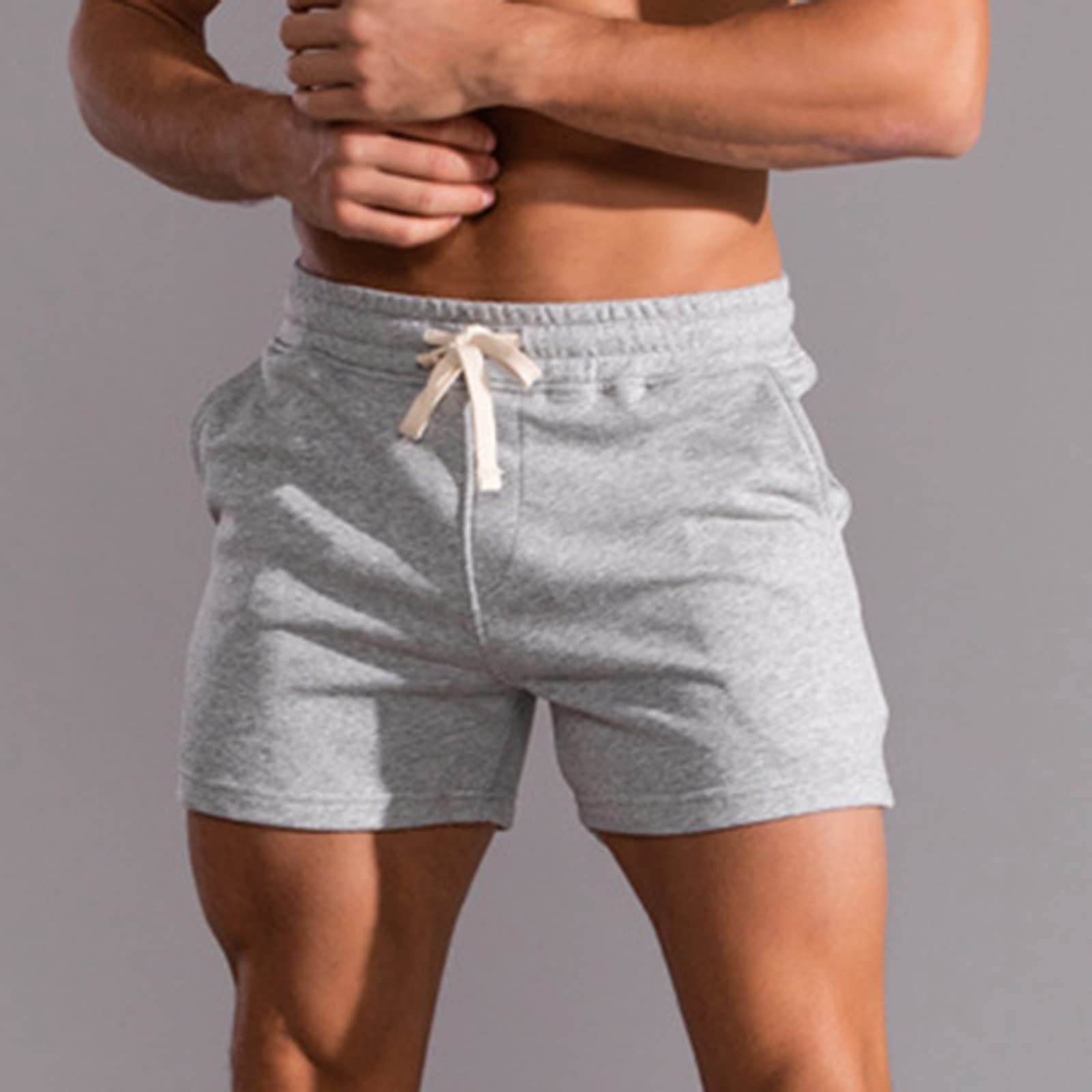 Men's Gym Shorts - Comfortable Cotton Elastic Waist Casual Sports Shorts for Workout & Running | Breathable & Lightweight for Training, Basketball & Lounge Wear