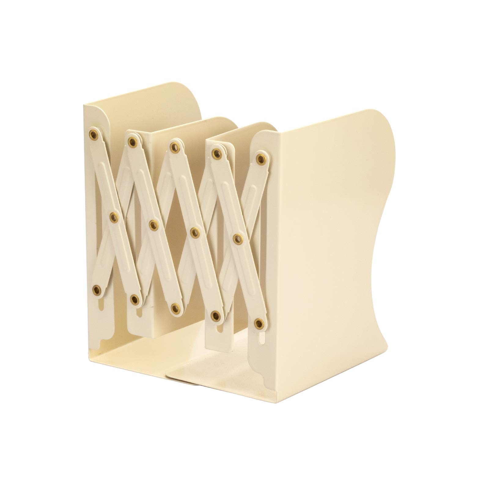 Aobopar Adjustable Metal Bookends for Heavy Books - Sturdy Desk Book Holder & Shelf Organizer for Office, Home, School - Perfect for Textbooks, Cookbooks & Home Library (Beige)