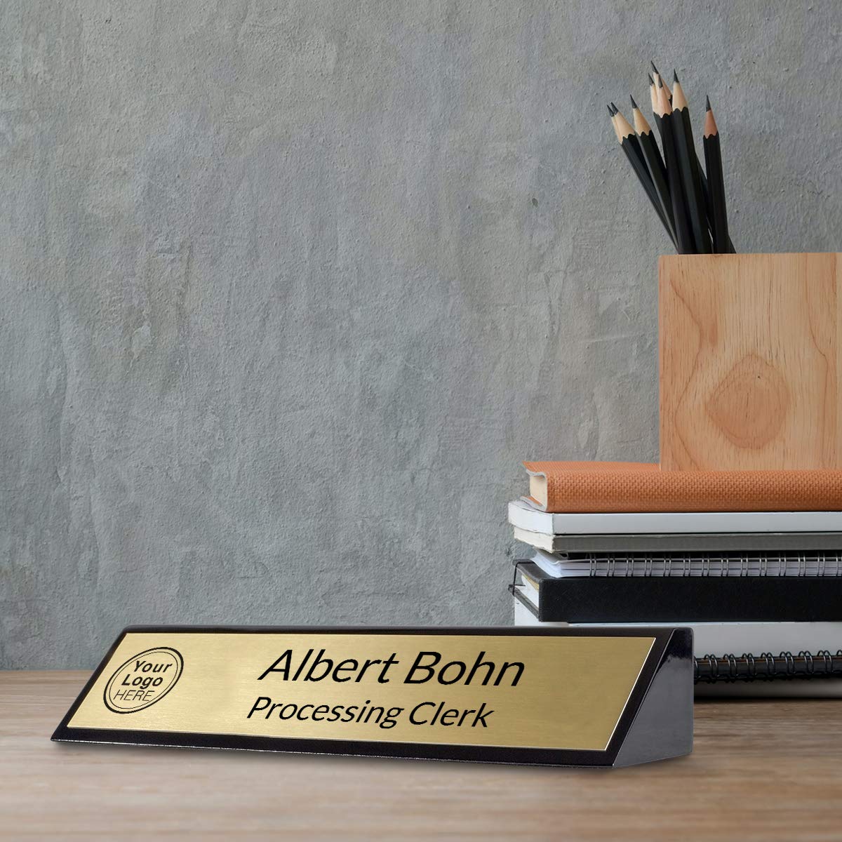 Premium Black Piano Finish Desk Wedge - Gold Accent, 10x2 Inches - Perfect for Laptop Stand, Monitor Riser & Ergonomic Workspace Setup