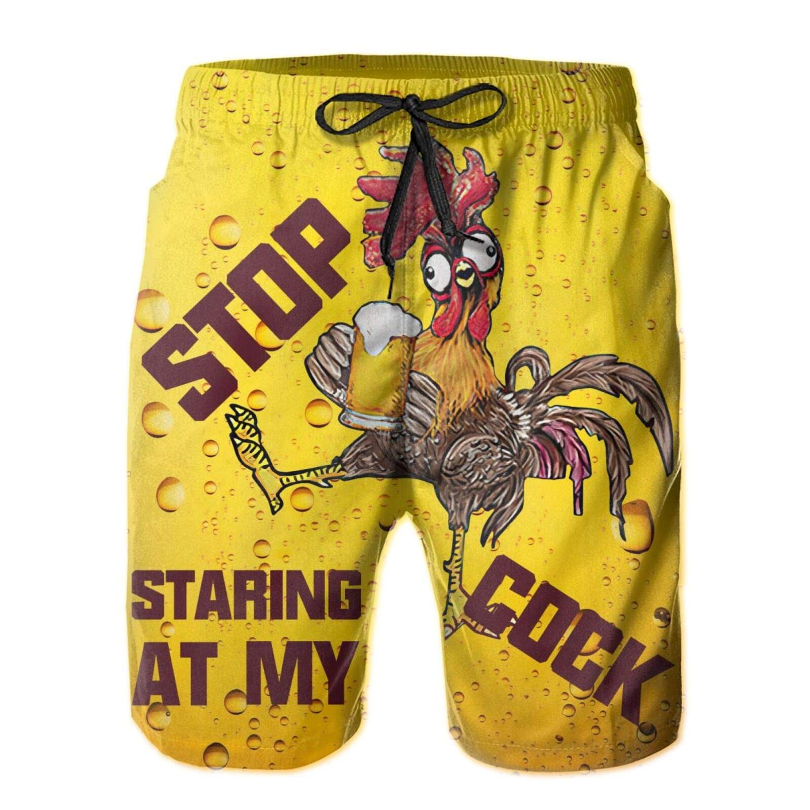 Youth & Adult Swim Trunks - Stop Staring at My Cock Beach Shorts | Cool 3D Printed Surf & Swimwear with Drawstring, Pockets & Mesh Lining | Perfect for Beach, Pool, Surfing & Summer Vacations