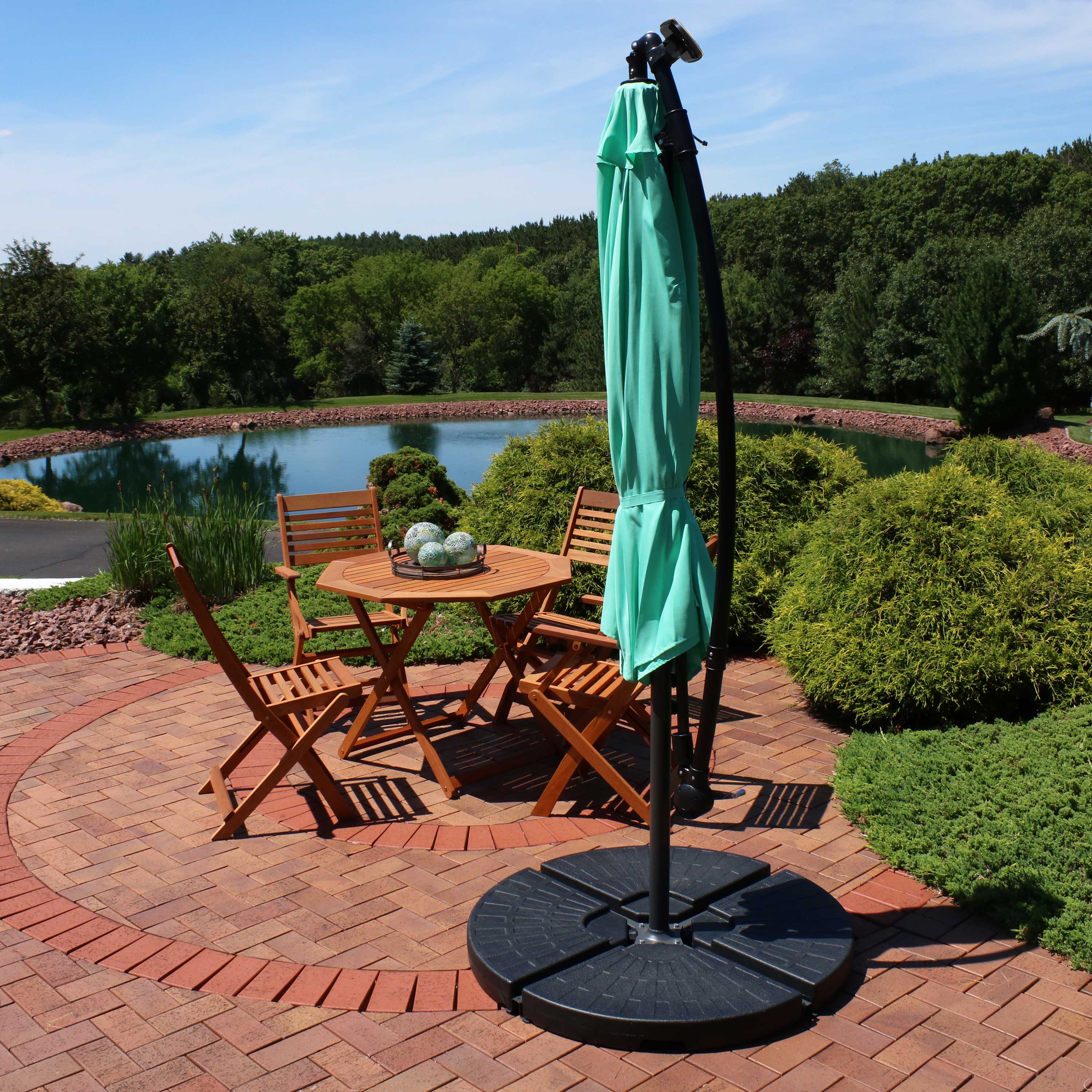 Sunnydaze 10-Foot Offset Patio Umbrella with Solar-Powered LED Lights - Perfect for Outdoor Dining, Poolside Lounging, and Backyard Relaxation