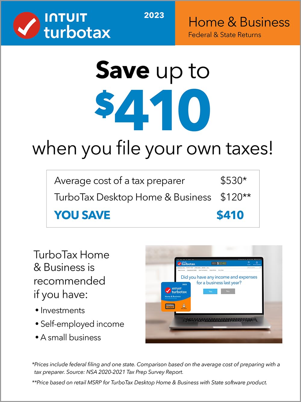 TurboTax Home & Business 2023 Tax Software - Federal & State Tax Return Filing for PC/Mac Download | Small Business & Self-Employed Tax Preparation Solution