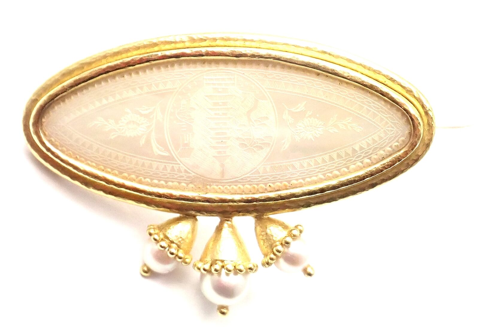 Authentic Elizabeth Locke 18k Yellow Gold Pearl Mother of Pearl Brooch Pin - Elegant Jewelry for Women, Perfect for Weddings, Parties & Special Occasions