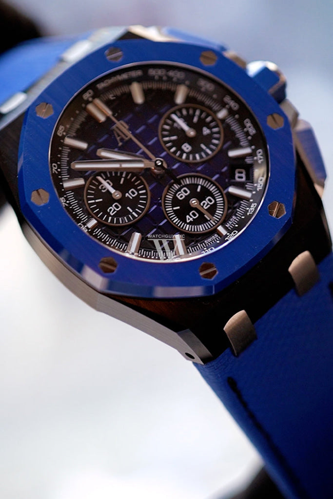 Audemars Piguet Royal Oak Offshore 43mm Chronograph Men's Watch - Ceramic Case, Blue Dial (Ref. 26420CE.OO.A043VE.01) - Luxury Sports Watch for Diving, Racing & Formal Occasions