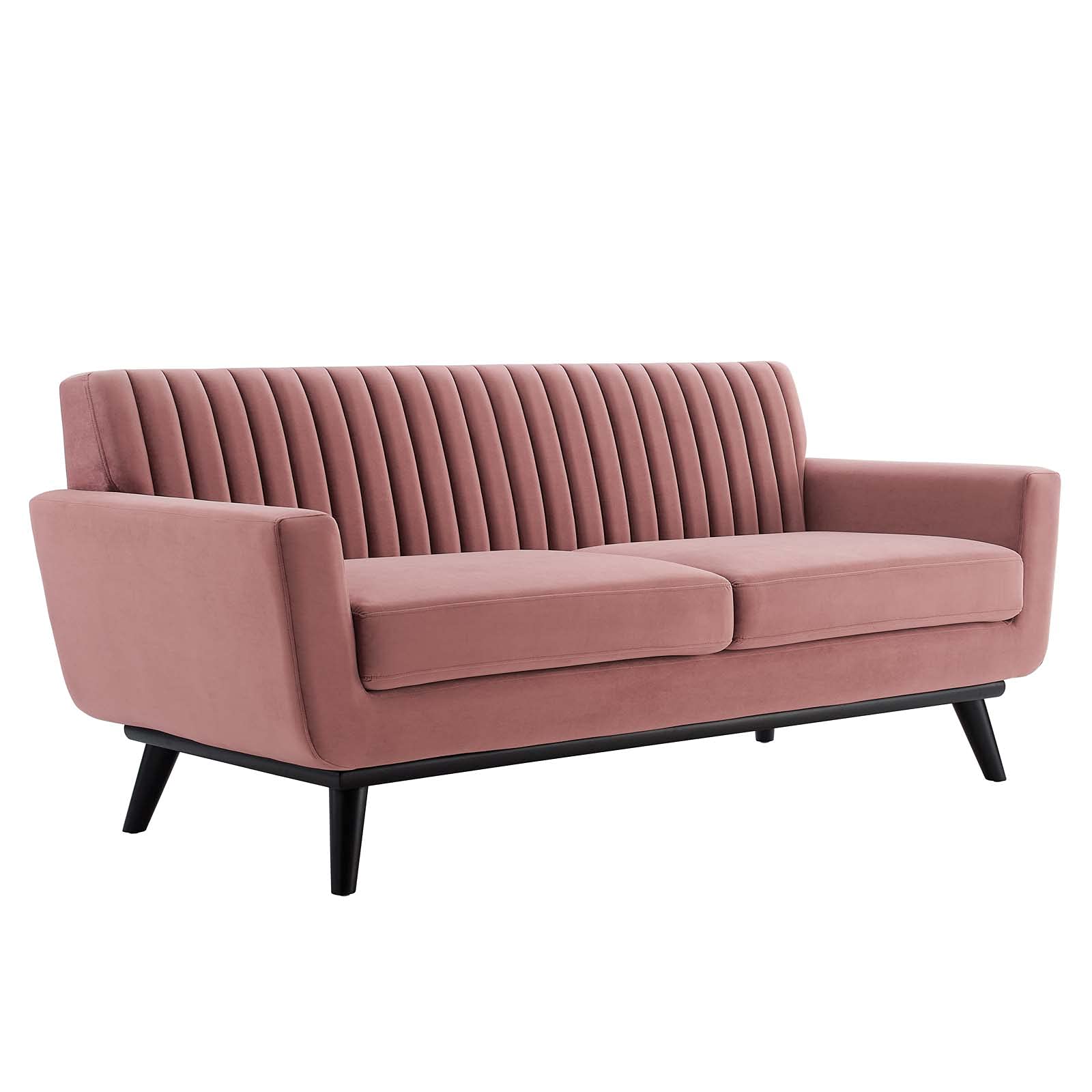 Modway Engage Channel Tufted Performance Velvet Loveseat Sofa - Dusty Rose Pink | Small Space Living Room Furniture | Perfect for Apartments, Dorms & Cozy Spaces