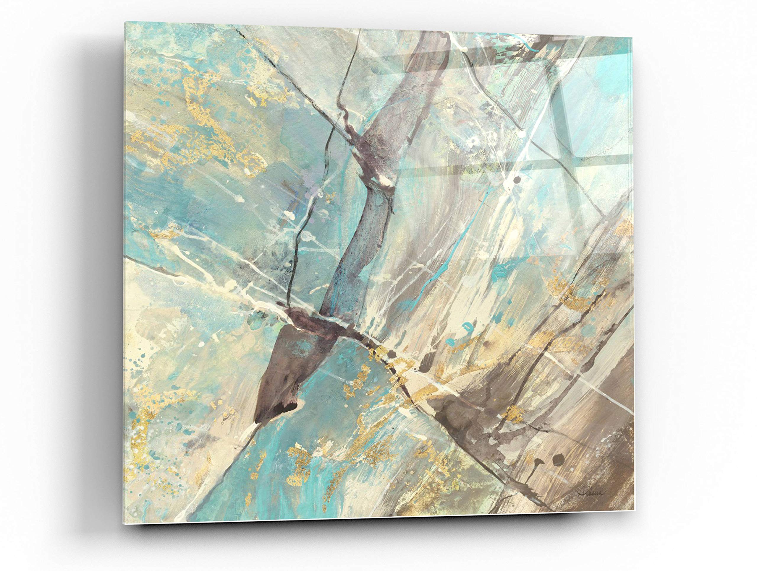 Blue Water II Abstract Acrylic Glass Wall Art by Albena Hristova - 24x24 Inch Modern Home Decor for Living Room, Bedroom & Office