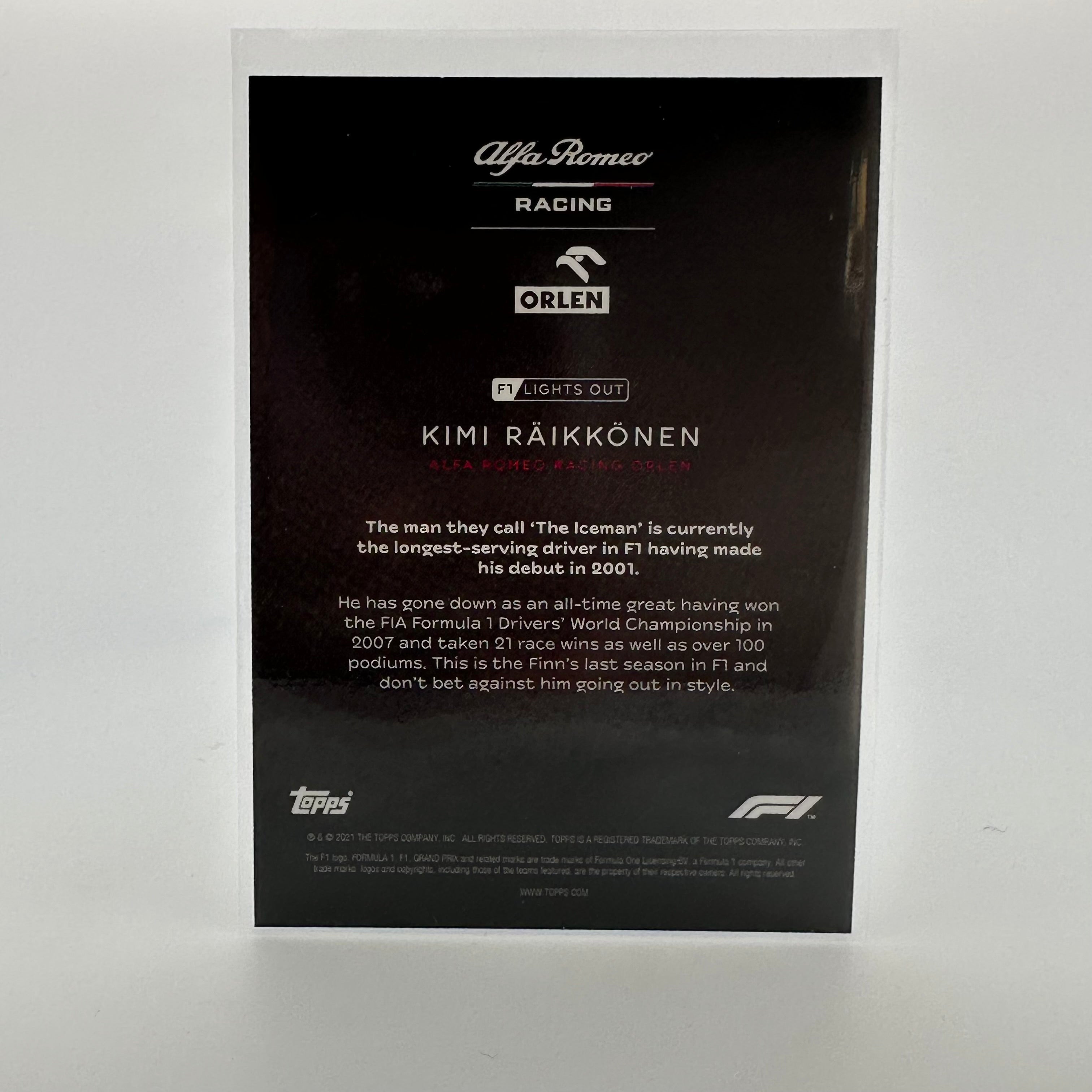 Kimi Raikkonen 38/50 Formula 1 Driver Aqua Parallel Collectible Trading Card - Perfect for F1 Fans, Collectors, and Sports Memorabilia Enthusiasts