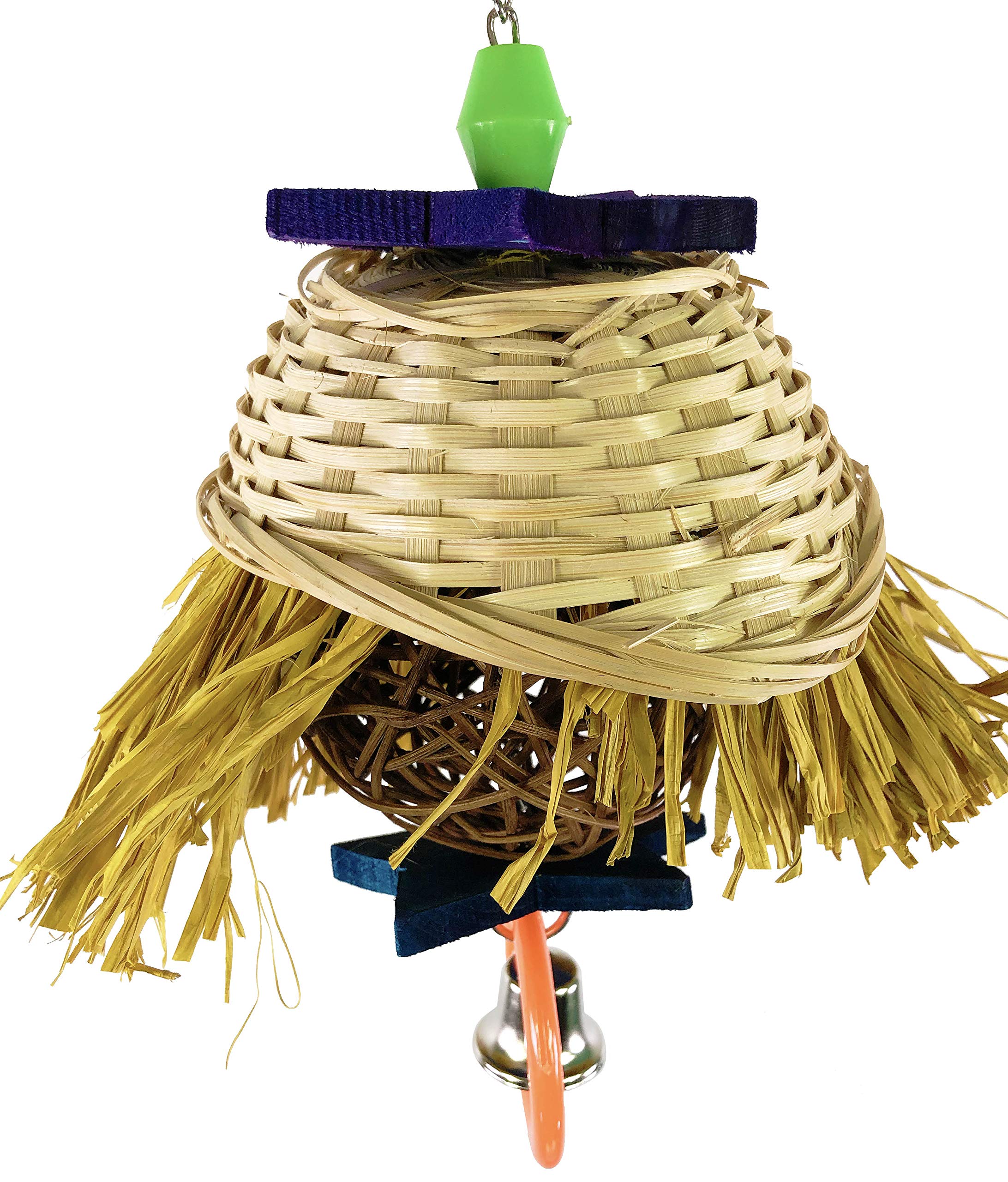 Bonka Bird Toys 1892 Scarecrow Parrot Toy - Handmade in USA - Cage Accessories for Cockatiels & Parakeets - Perfect for Foraging & Shredding Fun