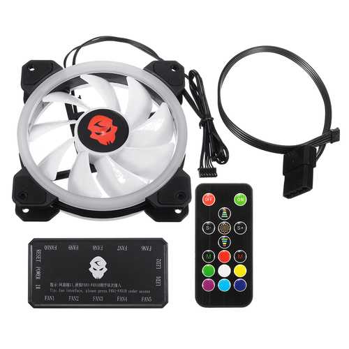 Coolmoon 120mm RGB LED PC Case Fan with Adjustable Speed & IR Remote Control - Computer Cooling Fan for Gaming PC, Desktop Case, Workstation Build - Perfect for Custom PC Lighting & Cooling Systems
