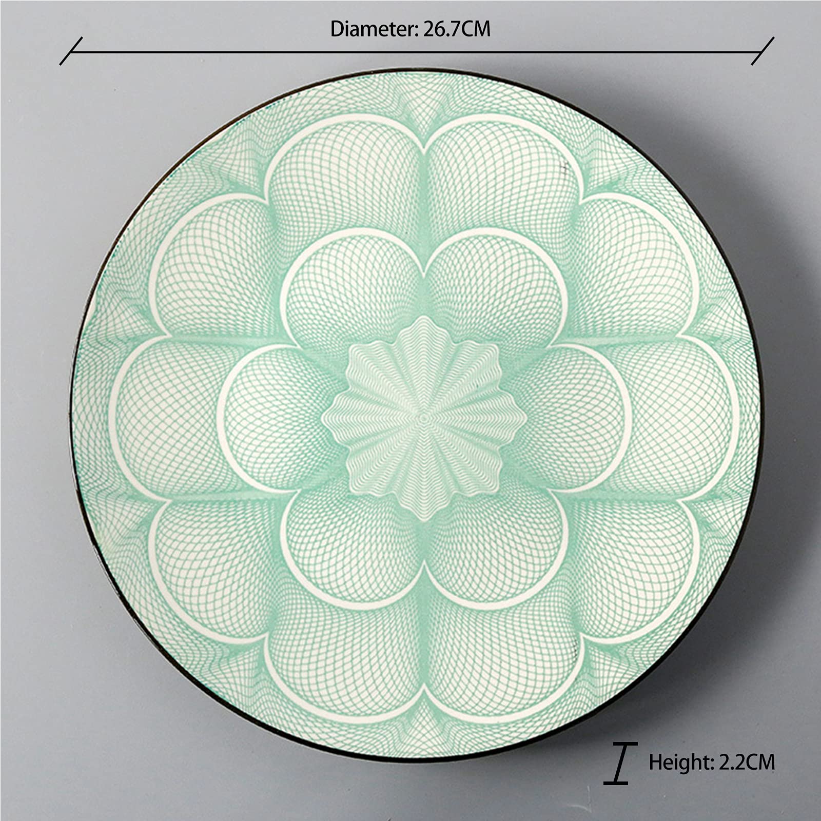 10.5 Inch Large Ceramic Snack Plate - Round Steak, Fruit, Dessert, Pasta & Salad Serving Dish - Perfect for Appetizers, Party Platters & Everyday Dining