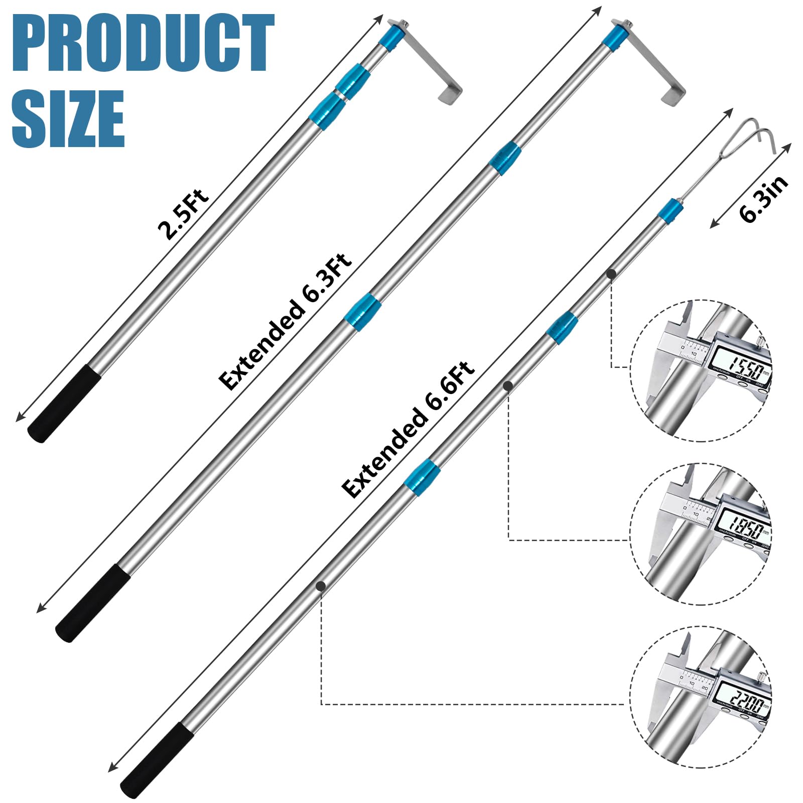 Heavy Duty 6.3 FT Cargo Grabber Pickup Truck Bed Retriever with 2 Hooks - Durable Truck Bed Accessories for Easy Loading & Unloading - Perfect for Construction, Landscaping, and Outdoor Adventures