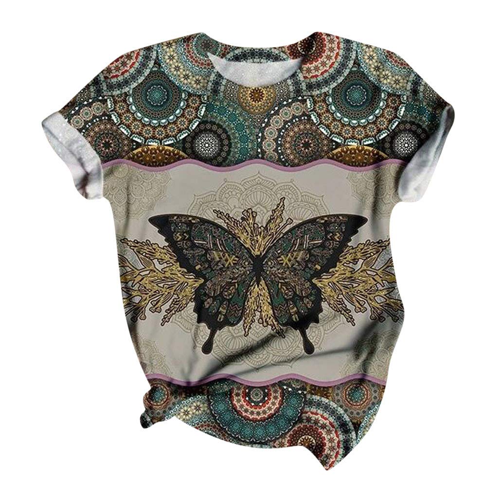 Lozeny Women's Animal Floral Graphic Colorblock Pullover T-Shirt - Short Sleeve Crewneck Casual Blouse for Sports & Everyday Wear | Perfect for Gym, Running, Street Fashion & Weekend Outfits