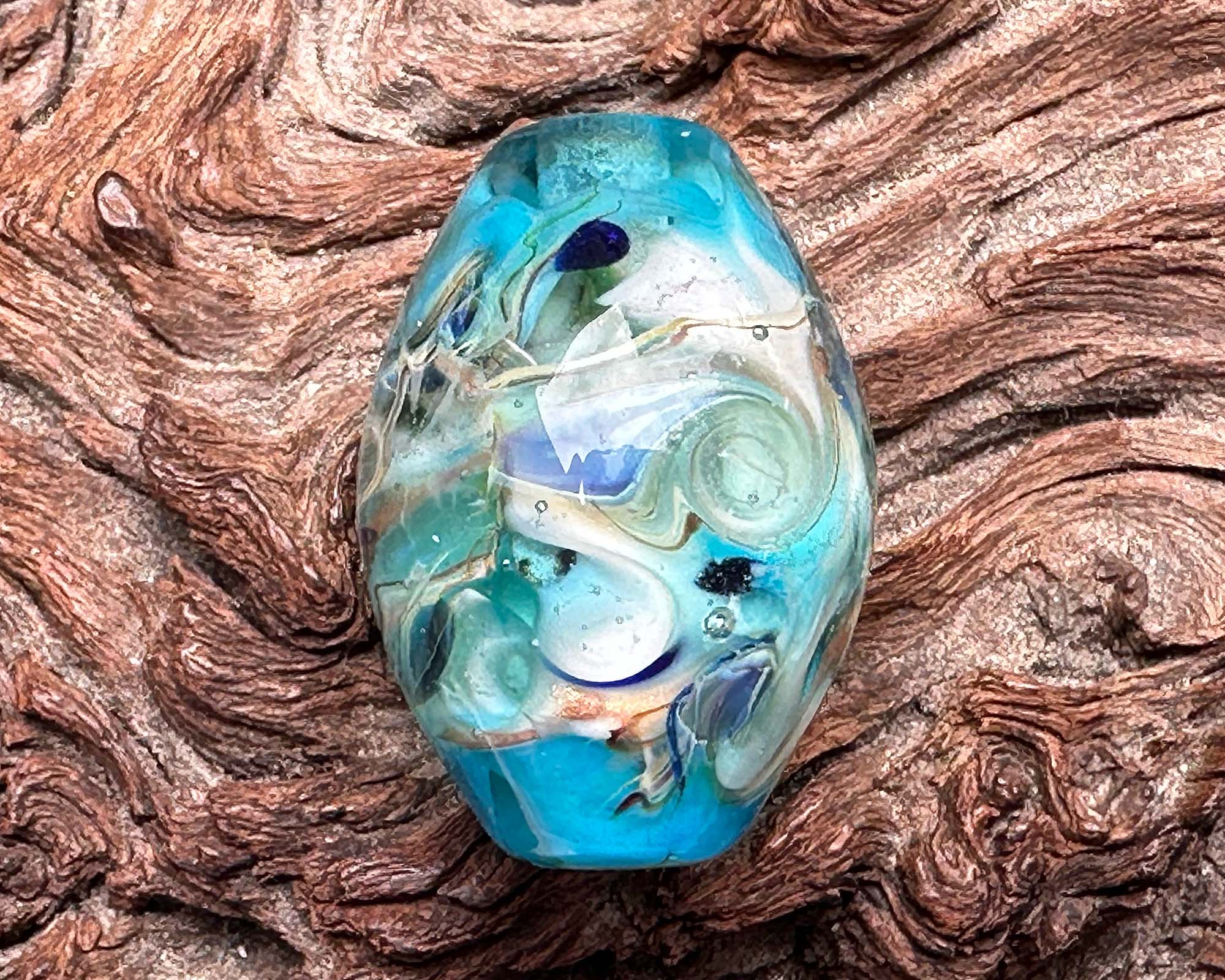 Handmade Aqua Blue Lagoon Glass Lampwork Focal Bead - SRA Certified for Jewelry Making, DIY Crafts & Home Decor - Perfect for Necklaces, Bracelets, and Boho Style Decorations