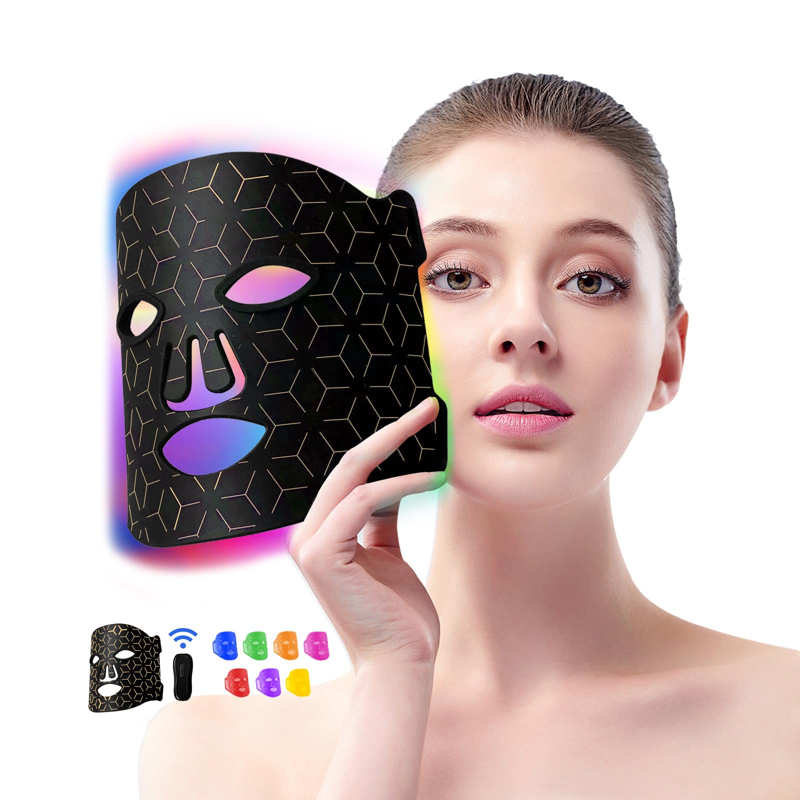 LED Light Therapy Facial Mask - Red & 7-Color Photon Skin Care Device for Acne Reduction, Anti-Aging & Wrinkle Treatment | FSA/HSA Eligible | Perfect for Home Spa, Dermatologist-Recommended Skin Rejuvenation & Daily Skincare Routine