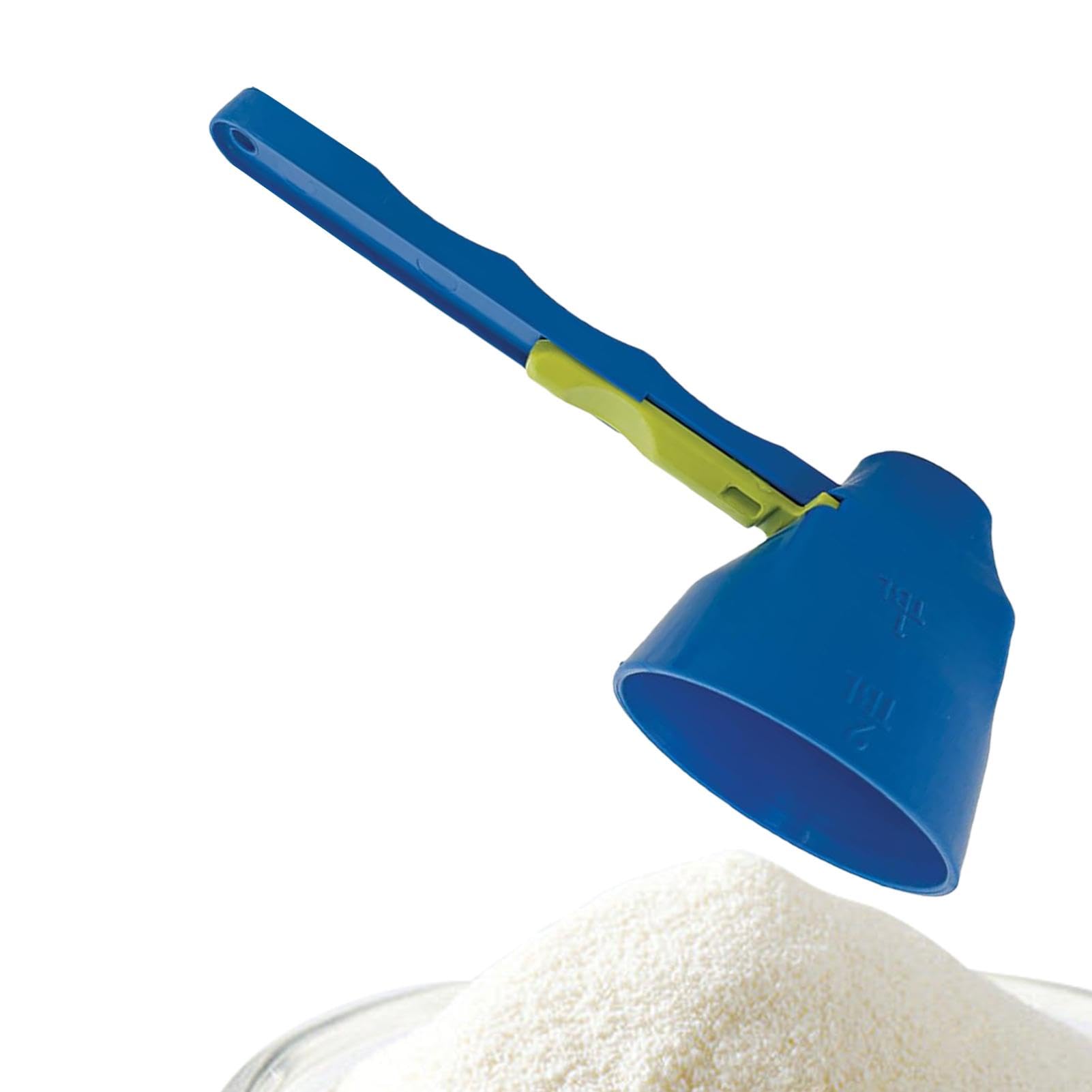 4-Piece Funnel Scoop Set - No Spill 2-in-1 Measuring Scoop with Sliding Base & Long Handle for Protein Powder, Baby Formula, Gym Supplements | Perfect for Kitchen, Bodybuilding & Travel Use