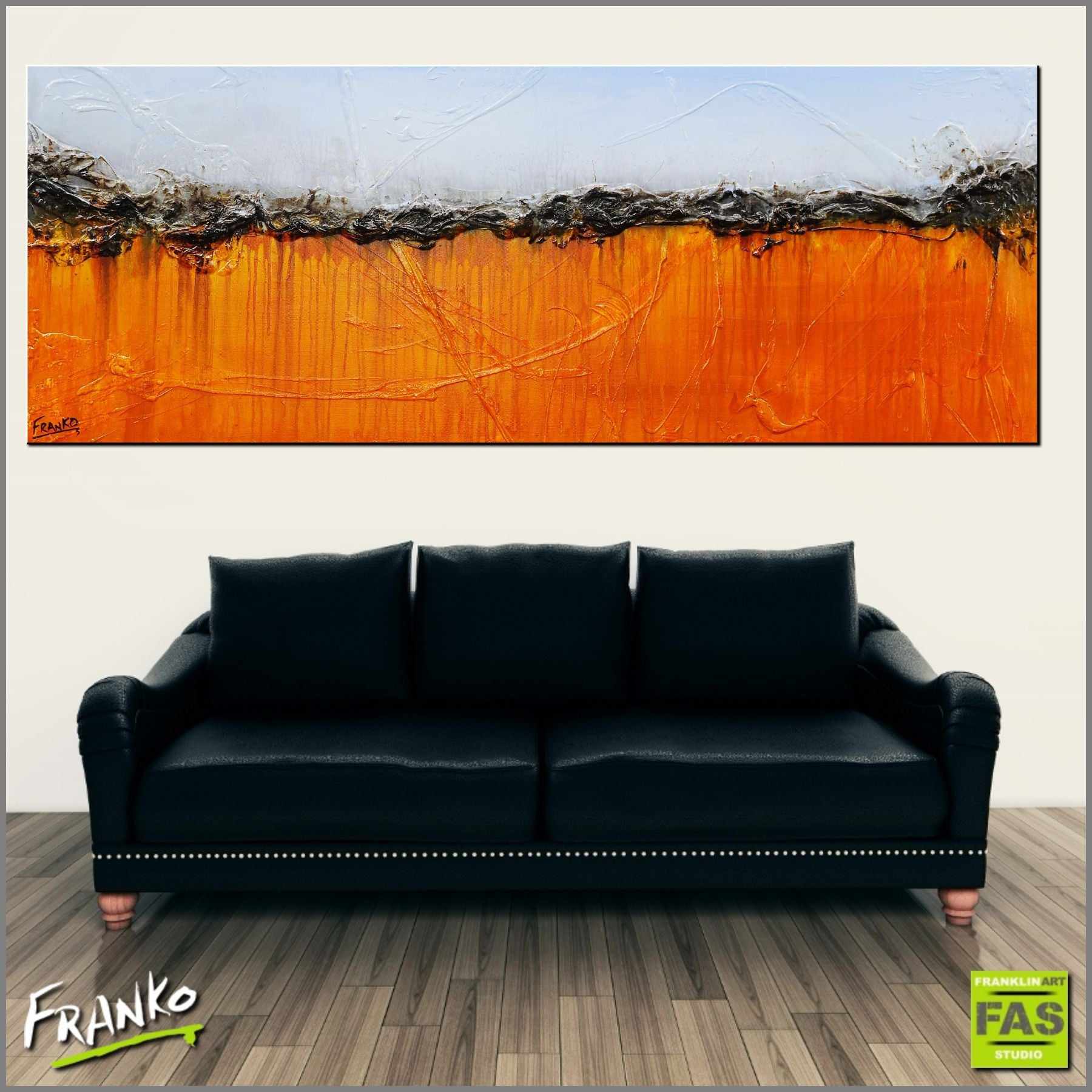 Outback Scape 160cm x 60cm Blue Orange Abstract Canvas Art Painting - Modern Wall Decor for Living Room, Bedroom & Office