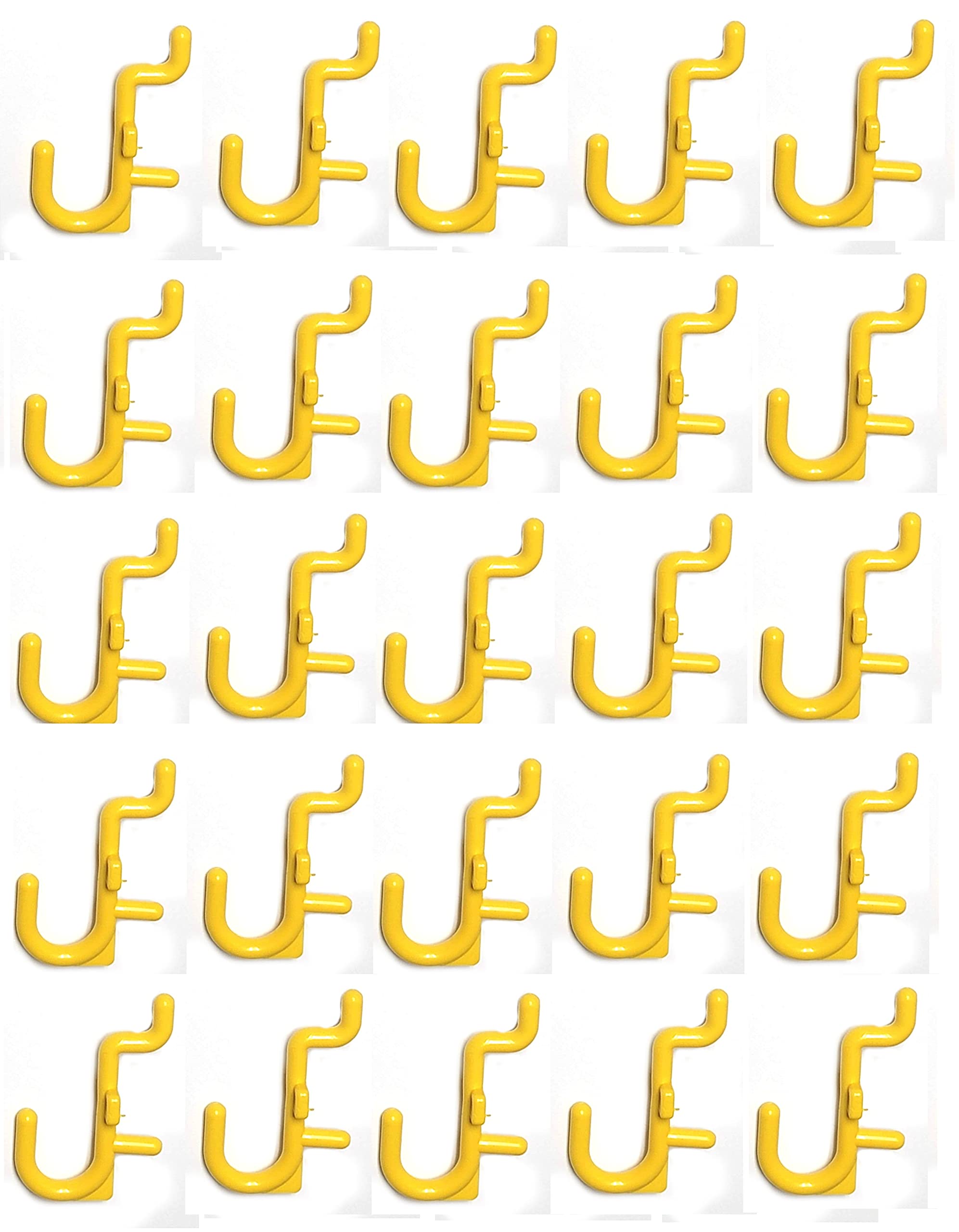 JSP Manufacturing 250-Pack Yellow Plastic J-Style Pegboard Hooks - Non-Locking Tool Organizer for Garage, Workshop & Craft Room Storage | Peg Board Accessories for Tools, Supplies & DIY Projects