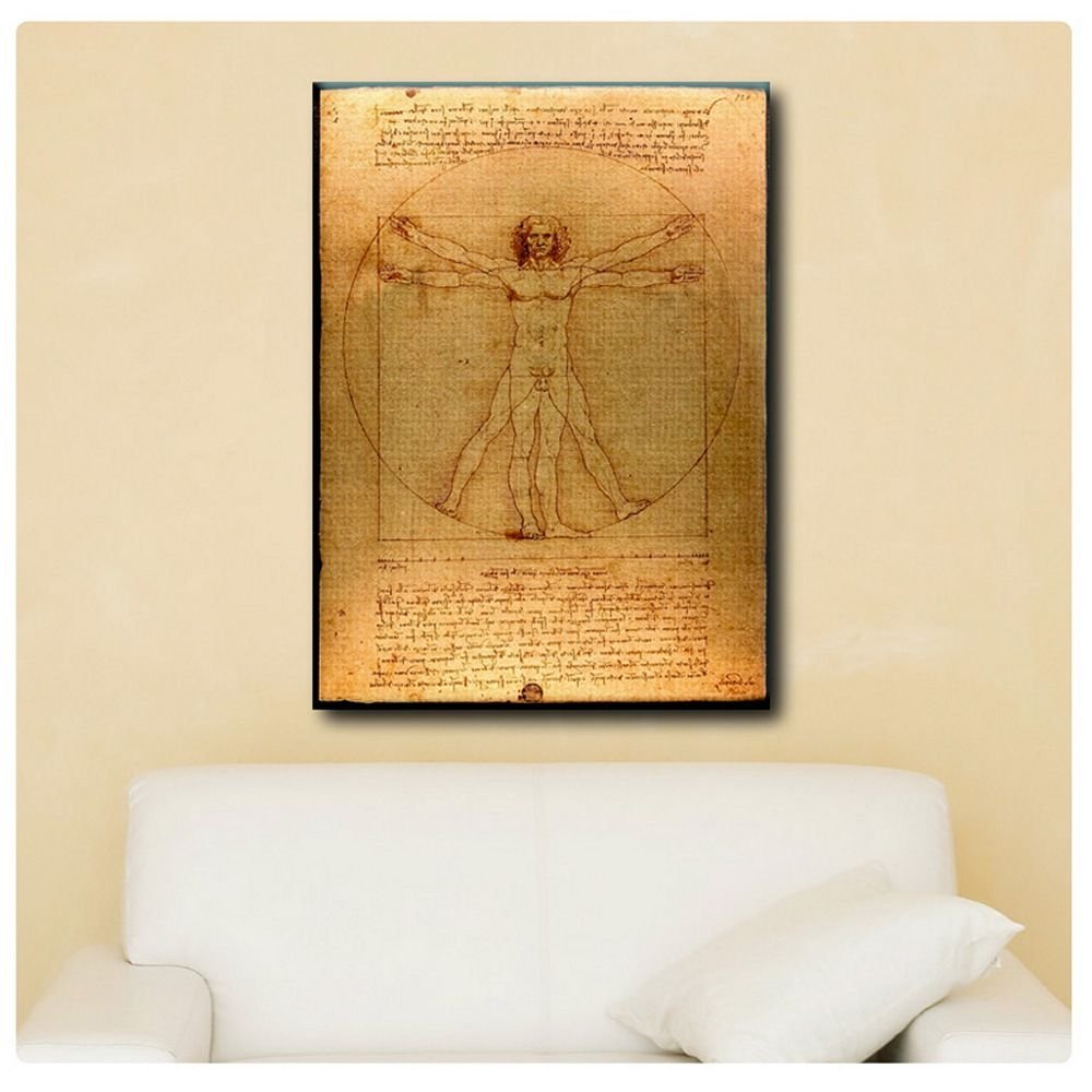 Alonline Art - The Vitruvian Man by Leonardo Da Vinci | Premium Canvas Print | Ready to Frame (31