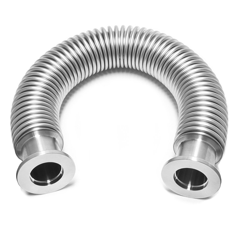 304 Stainless Steel Vacuum Bellows Hose KF-25 ISO-KF Flange NW-25 | Corrugated Metal Pipe Tube (2000mm/78.74