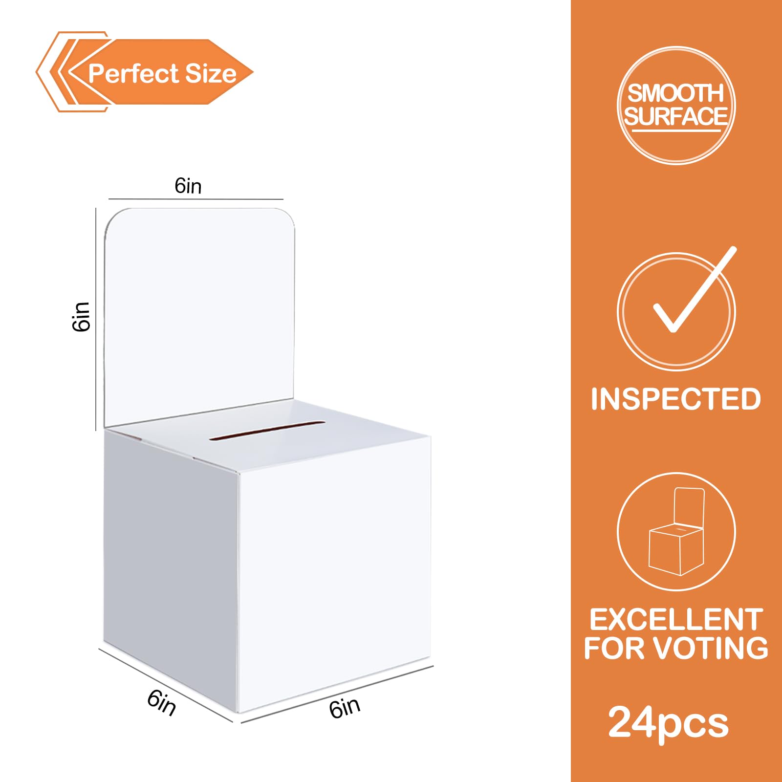 24 Pcs Cardboard Ballot Boxes for Voting, Raffle & Donations - White | Business, Fundraising & Contests