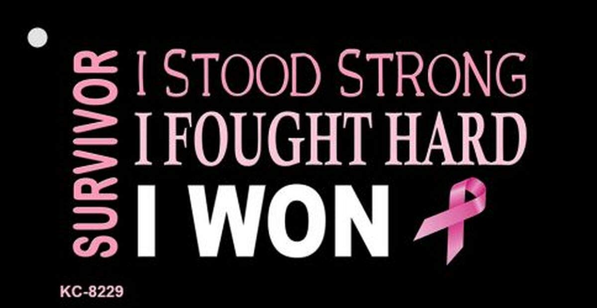 Breast Cancer Survivor Keychain - Inspirational 'Stood Strong, Fought Hard, Won' Metal Key Ring (3