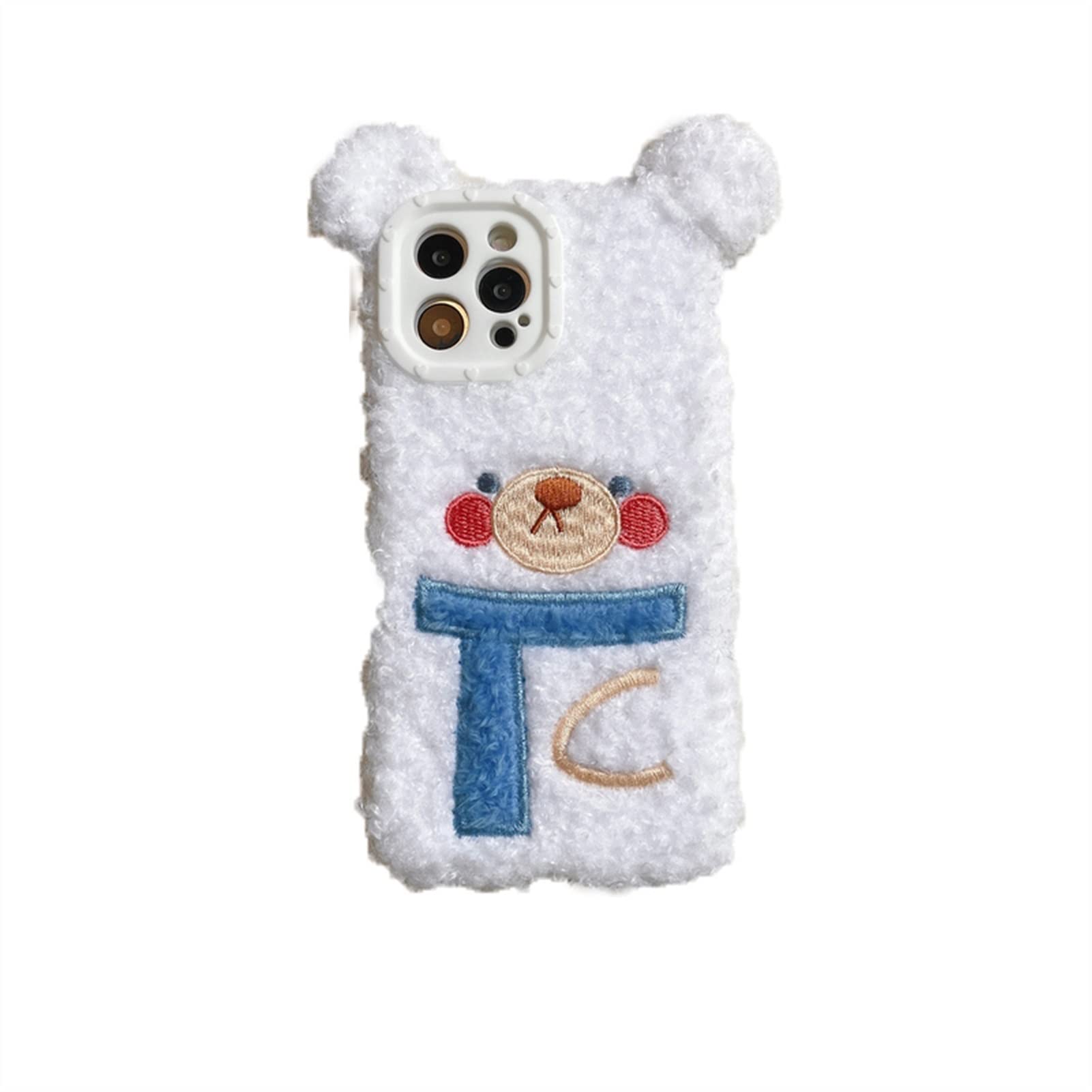 Cute Cartoon Pocket Bear Warm Lamb Plush Fabric Phone Case for iPhone 13 12 11 Pro Max X Xs Max XR - Soft Fuzzy Back Cover for Girls Women (Color A, iPhone 11 Pro Max) - Perfect Gift for Valentine's Day Birthday Christmas