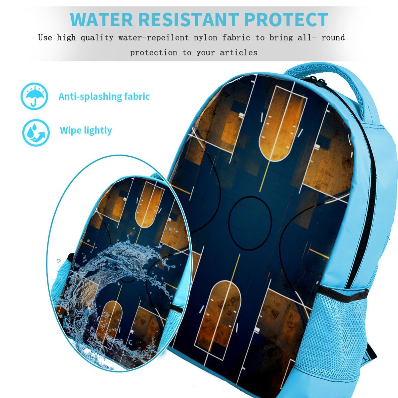 Stylish Travel Backpack for Women & Men - Durable Art Basketball Court Design Backpack for Hiking, School, Work & Daily Commute
