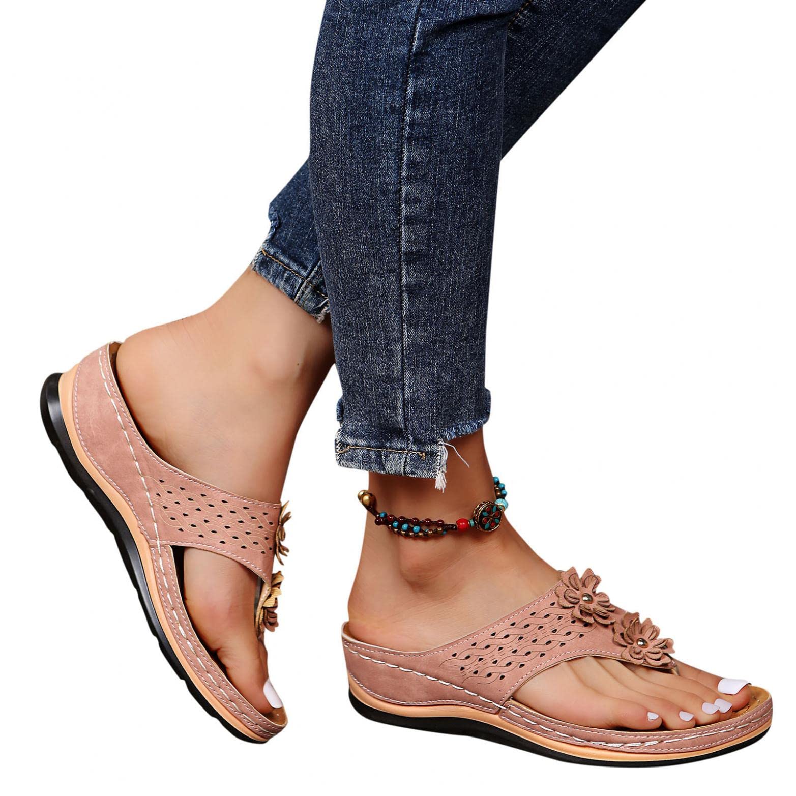 Gibobby Women's Flat Casual Summer Sandals - Buckle Ankle Strap Fashion Flip Flops with Open Toe | Perfect for Beach, Vacation & Everyday Wear