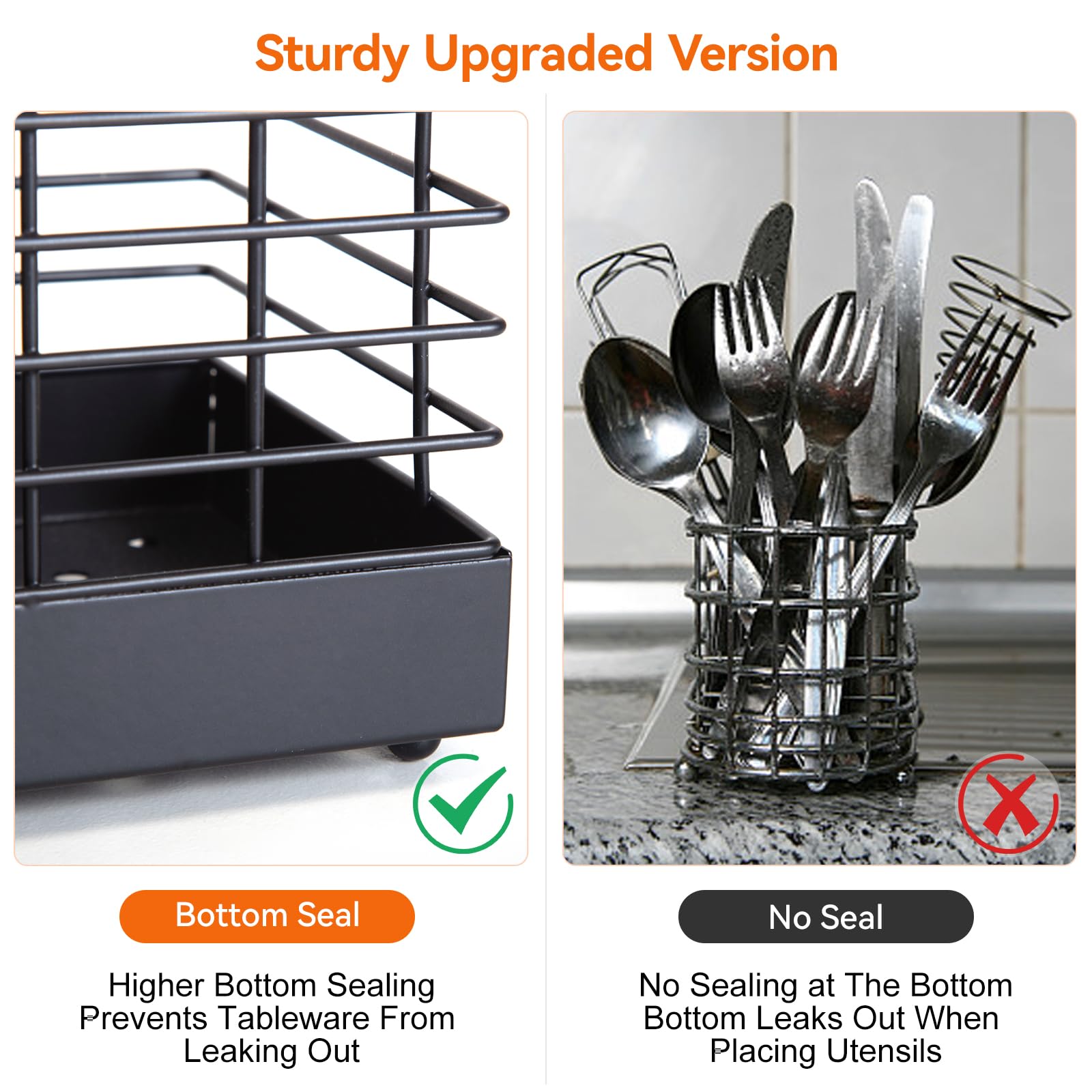 Large Kitchen Utensil Holder with 4 Compartments - Matte Black Metal Countertop Organizer for Cooking Tools | Perfect for Spoons, Spatulas & Kitchen Utensils Storage