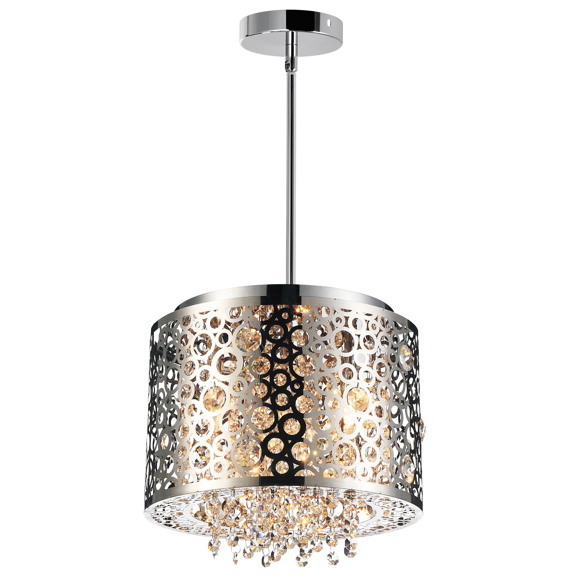 CWI Lighting Bubbles 4-Light Drum Shade Mini Pendant with Chrome Finish - Modern Ceiling Light Fixture for Kitchen Island, Dining Room, or Bedroom Lighting